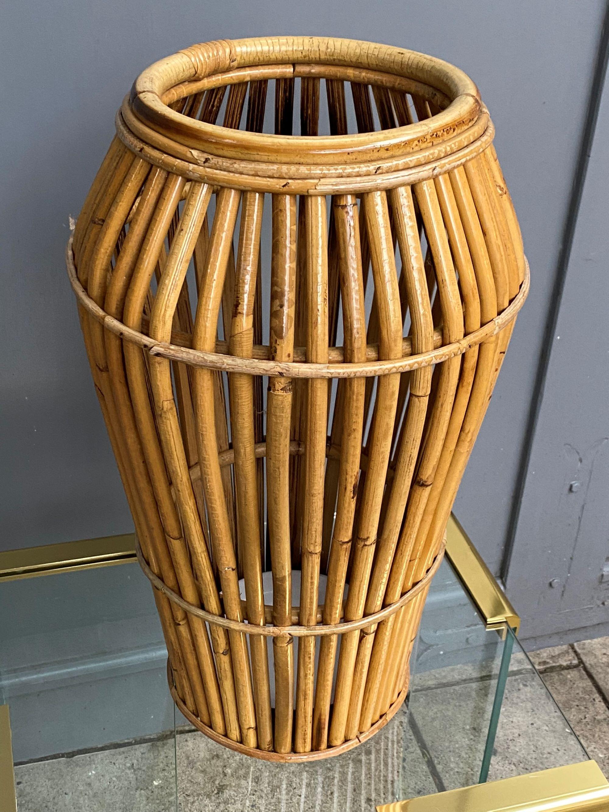 Mid-Century Modern  Mid Century Bamboo Umbrella Stand Attributed to Franco Albini, Italian, 1970s For Sale