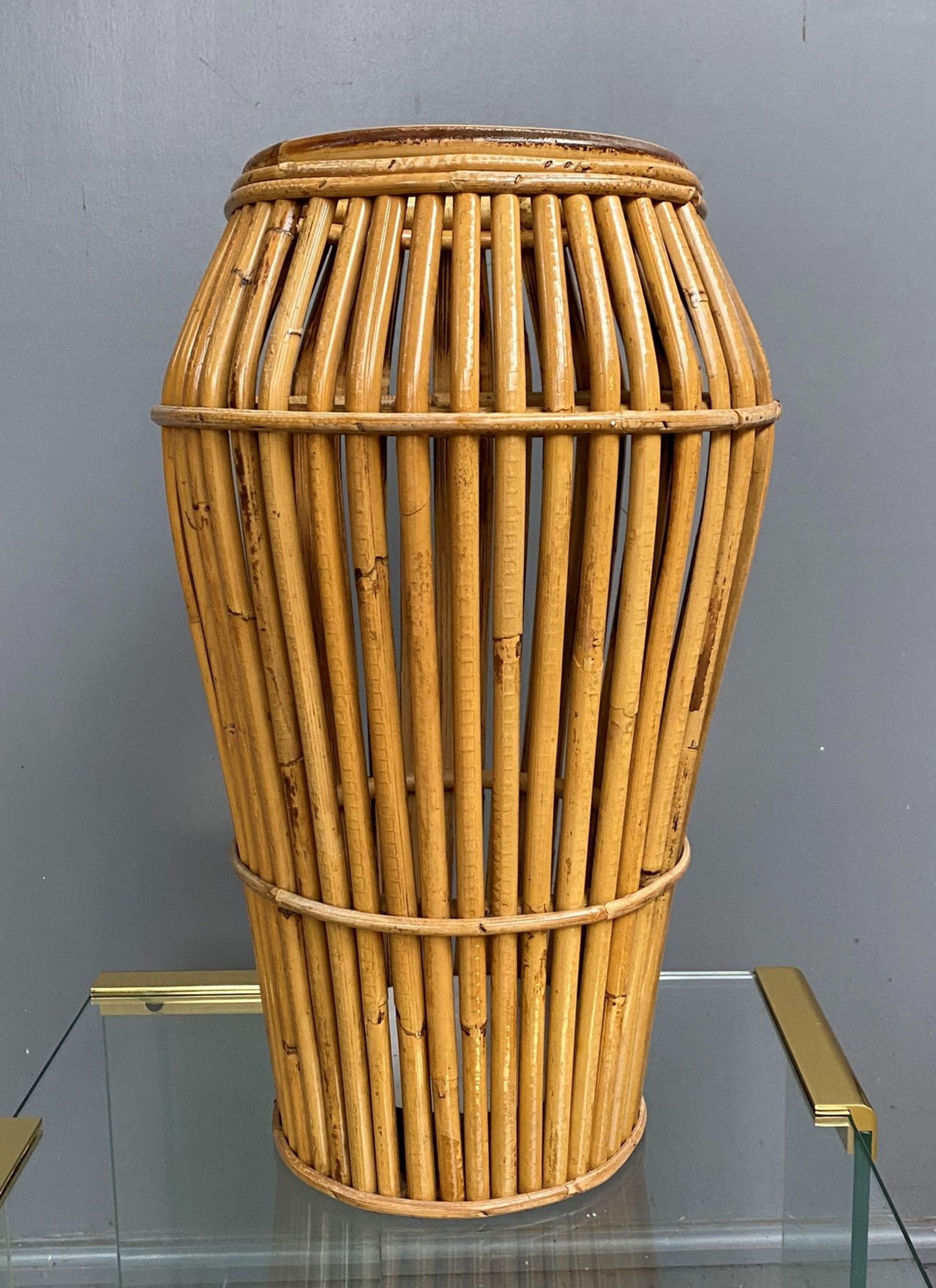  Mid Century Bamboo Umbrella Stand Attributed to Franco Albini, Italian, 1970s For Sale 3