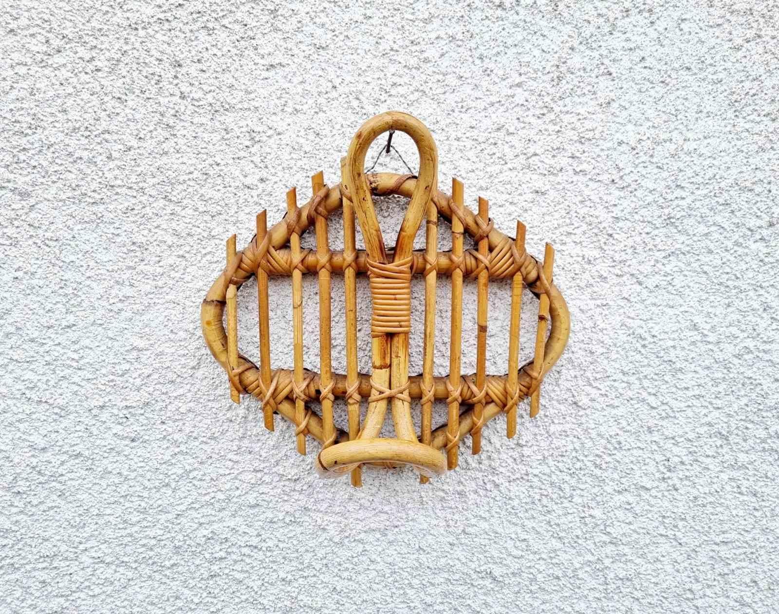 Appendiabiti da parete in bambù italiano disegnato da Franco Albini, Italia anni '60, Set di 3 In condizioni buone a Lucija, SI