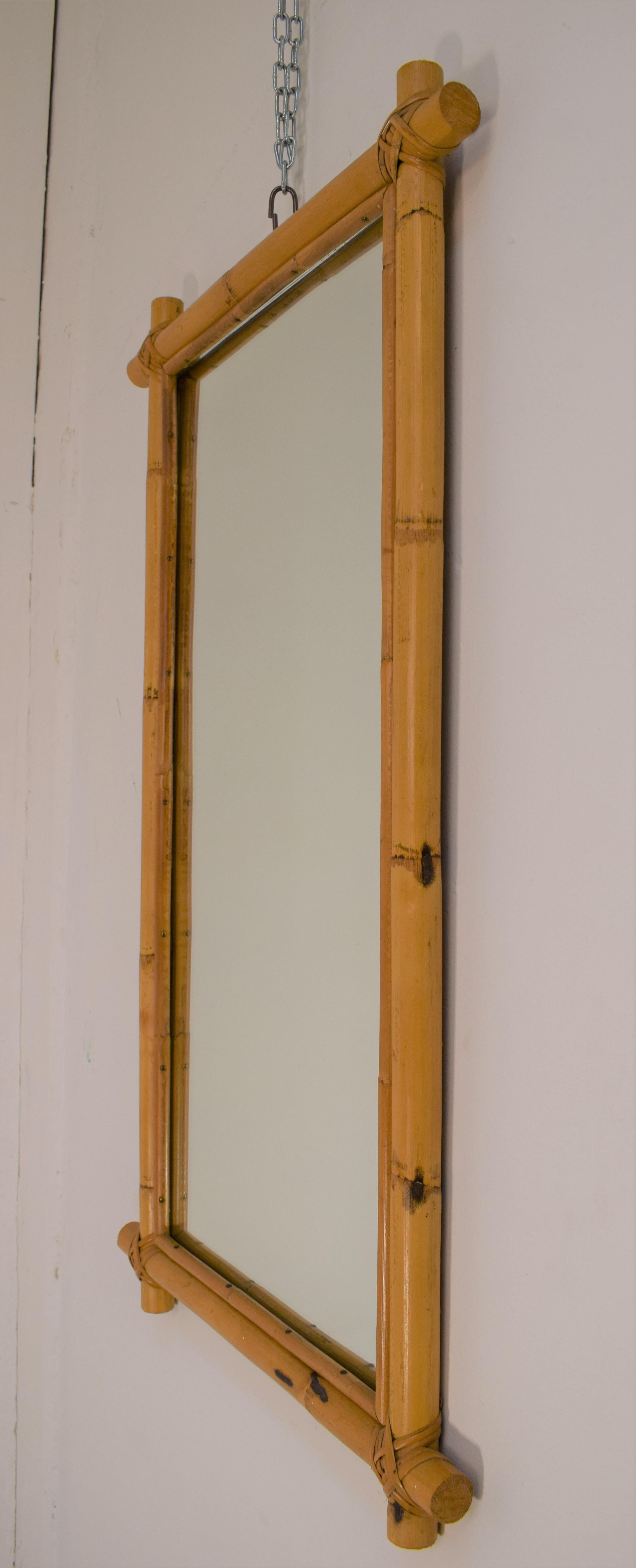 Italian Bamboo Wall Mirror, 1960s 1