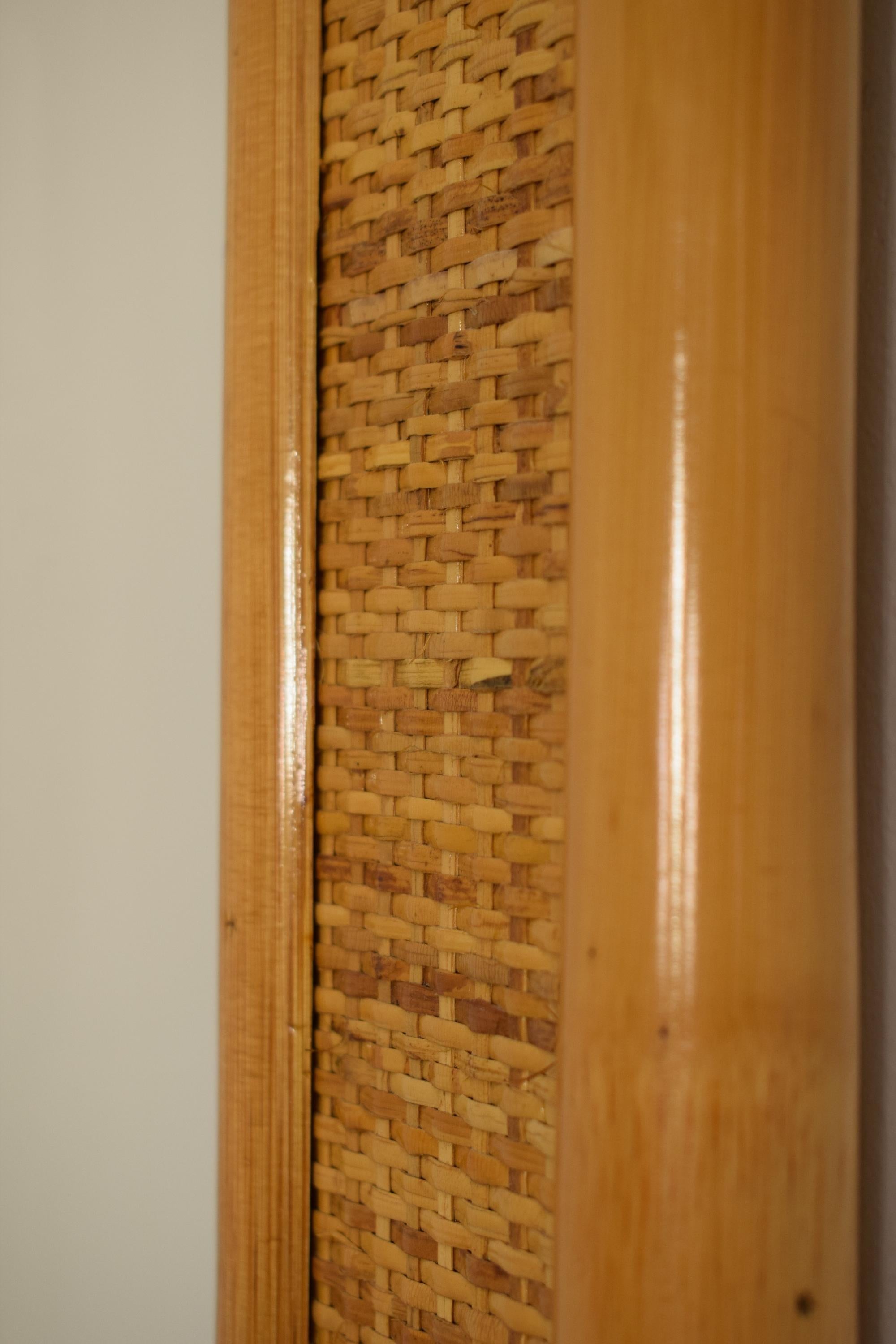 Italian Bamboo Wall Mirror, 1970s In Good Condition In Palermo, PA
