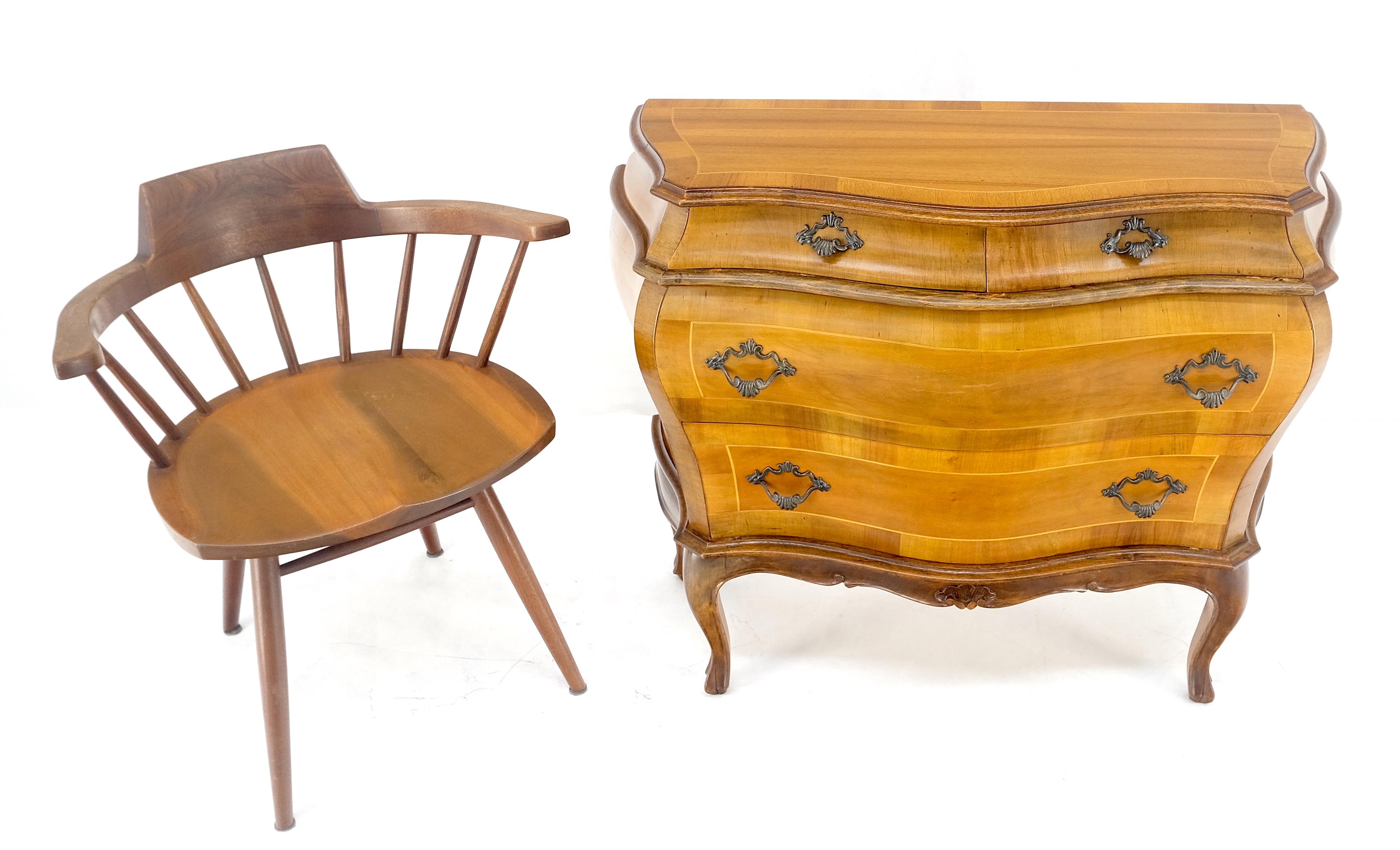 XX secolo Comò a fascia italiano in legno di radica di Oliver a 4 cassetti in stile Bombay MINT in vendita