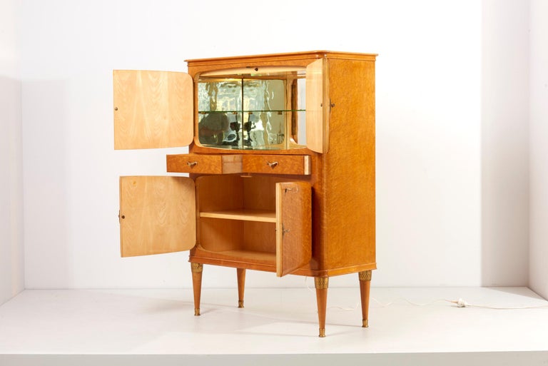 Italian Bar in Birdseye Maple, 1950s For Sale at 1stDibs