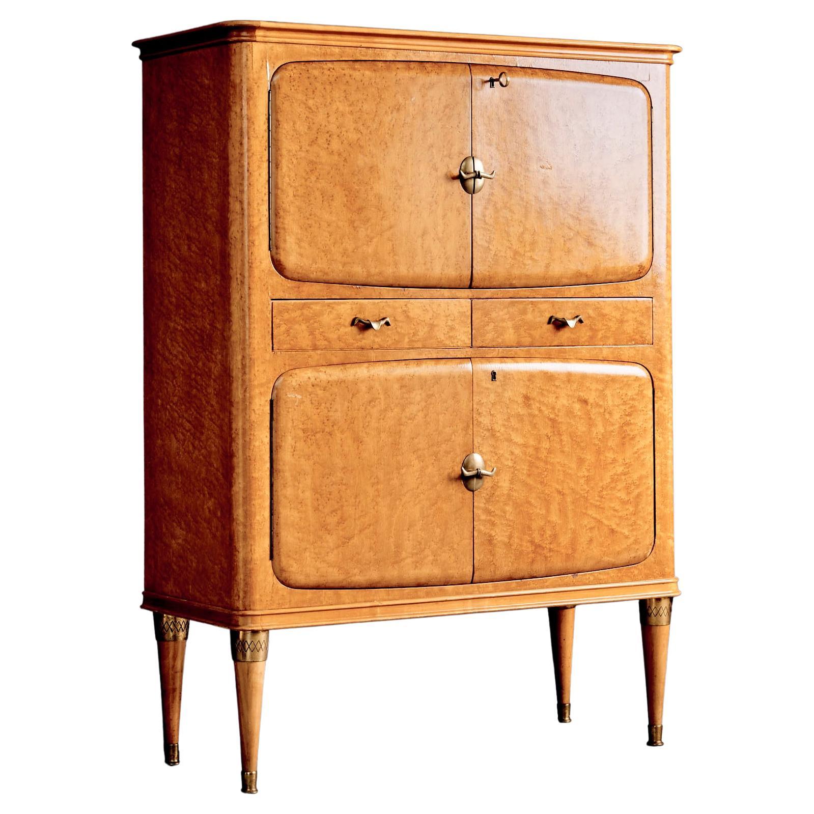 Italian Bar Cabinet in Birdseye Maple, 1950s
