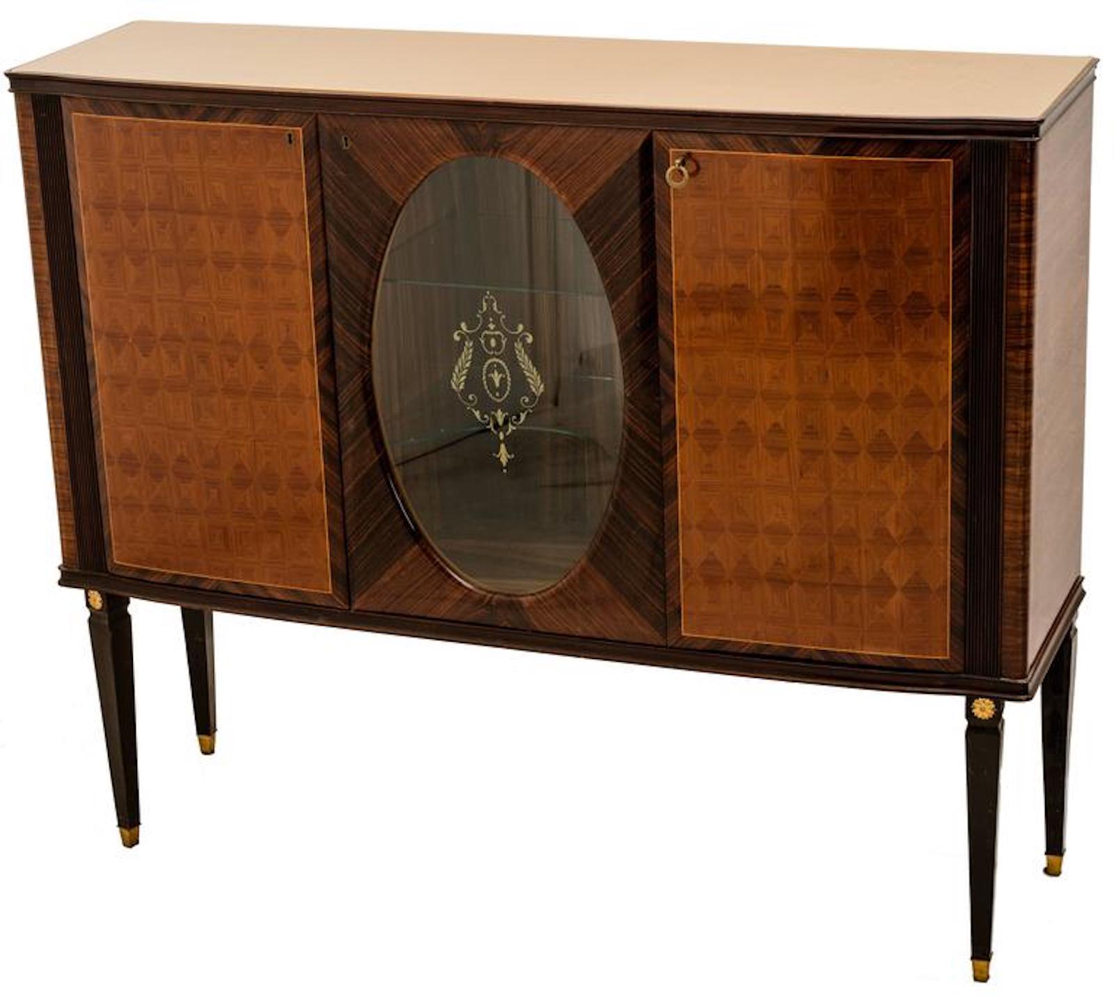 Mid-20th Century Italian Bar Cabinet in the Manner of Paolo Buffa, 1950s For Sale