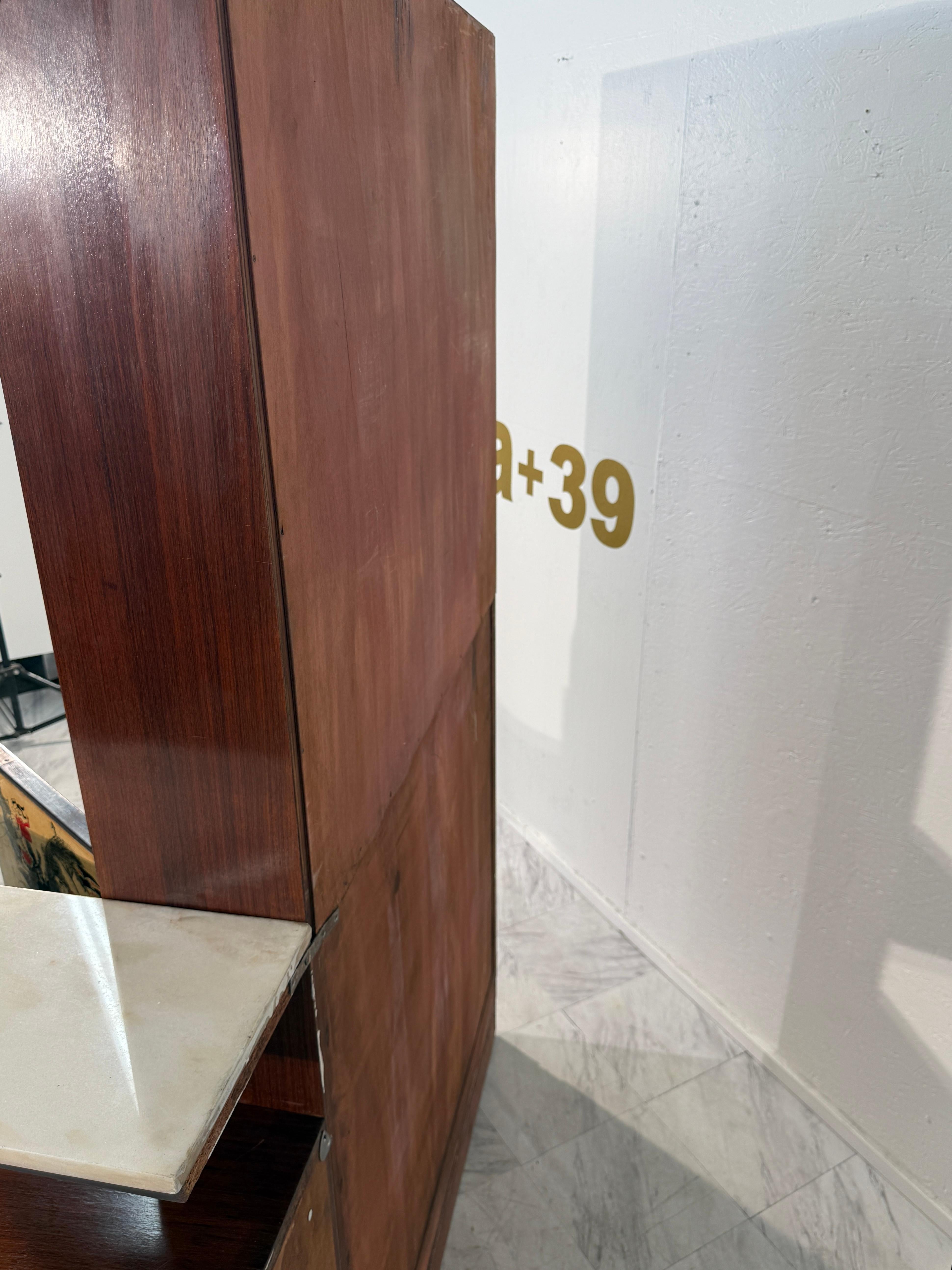Italian Bar Cabinet with Reverse Painted Panels and Marble Top For Sale 9