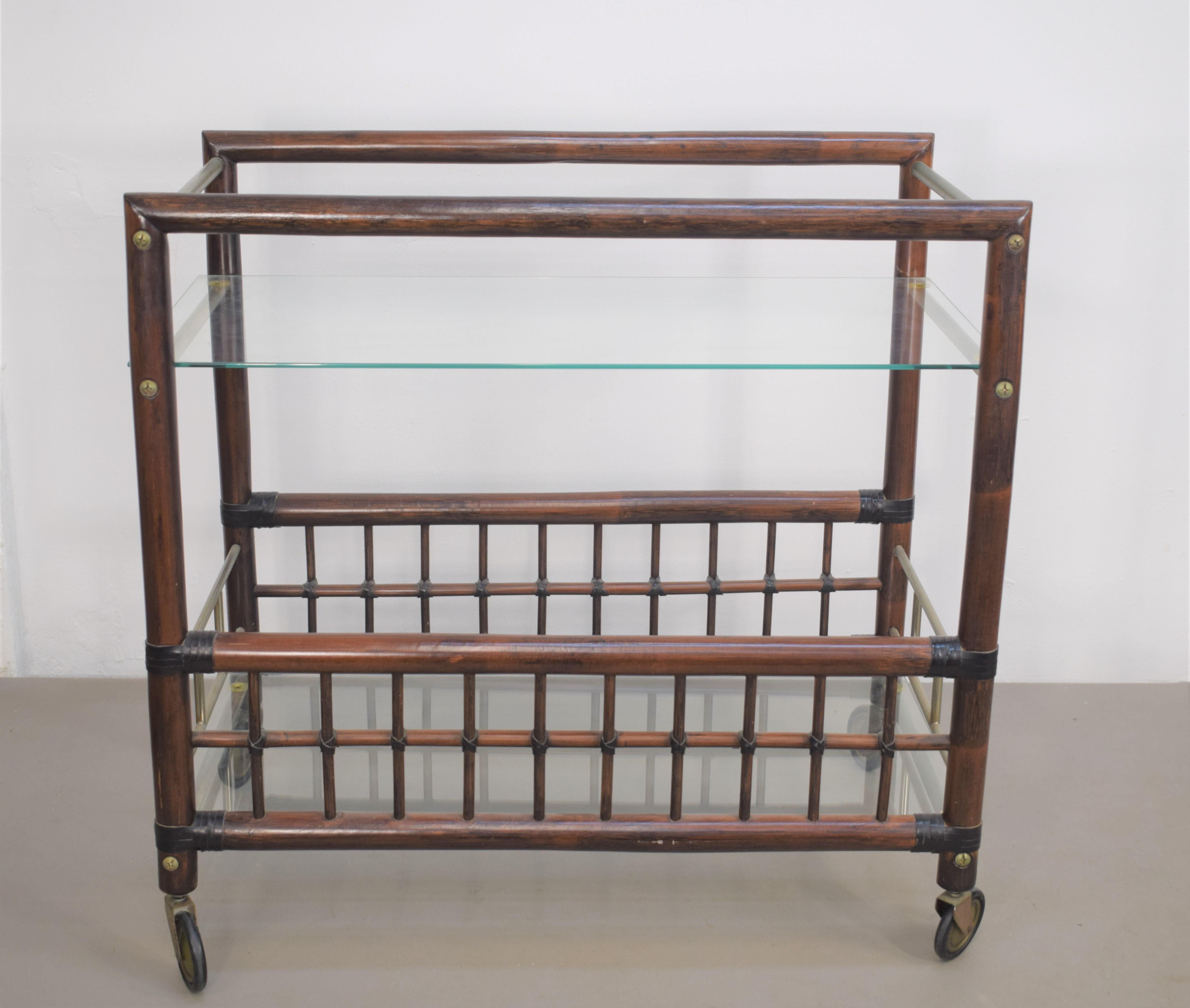 Metal Italian Bar Cart in the style of Afra and Tobia Scarpa, 1960s For Sale