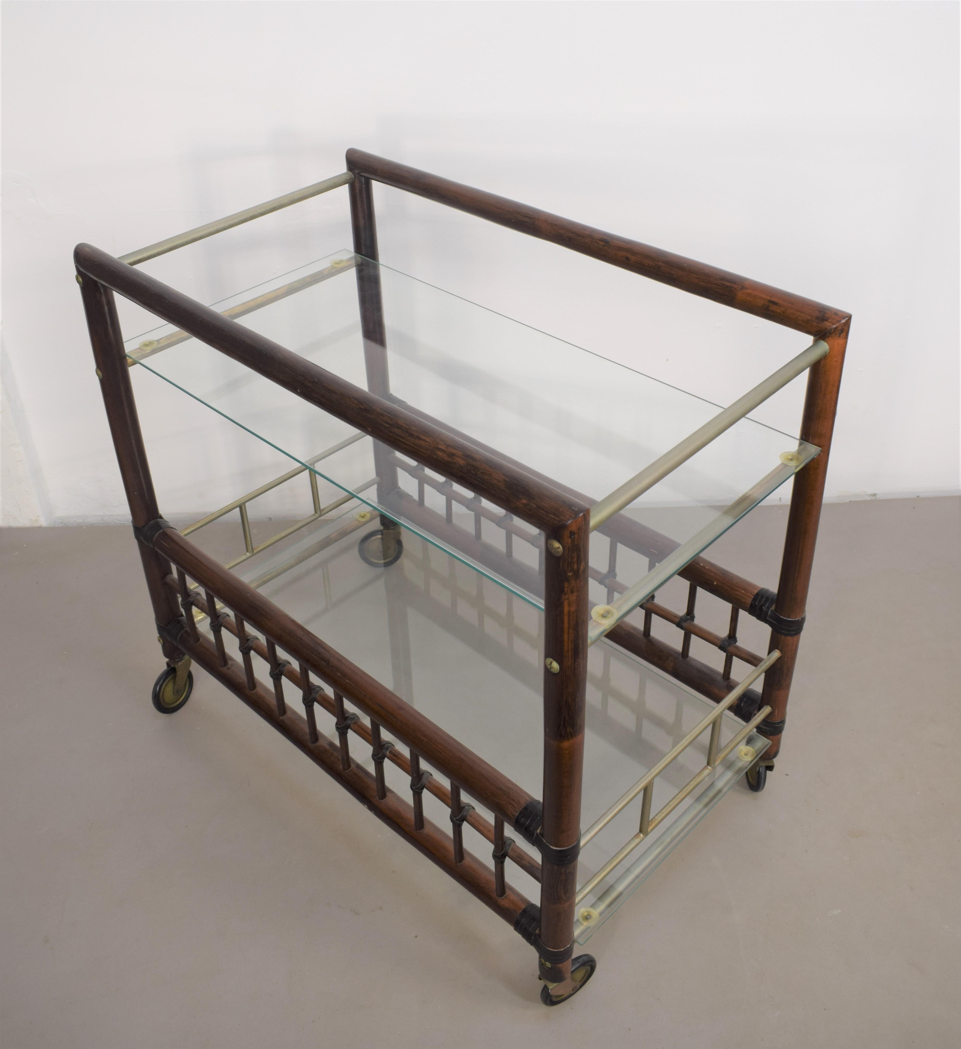 Italian Bar Cart in the style of Afra and Tobia Scarpa, 1960s For Sale 2