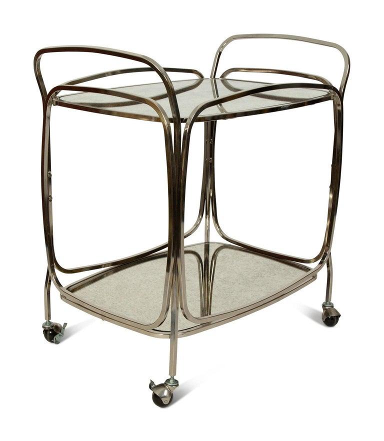 Italian Bar Cart in Chrome and Antiqued Mirror 11