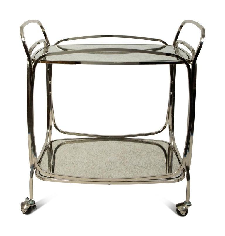 Italian Bar Cart in Chrome and Antiqued Mirror 12
