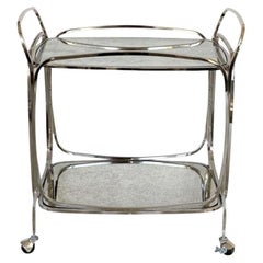 Italian Bar Cart in Chrome and Antiqued Mirror