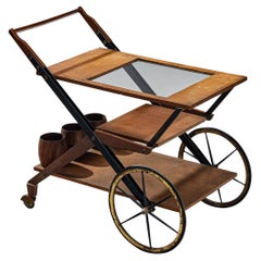 Italian Bar Cart in Teak and Brass Italian Bar Cart in Teak and Brass