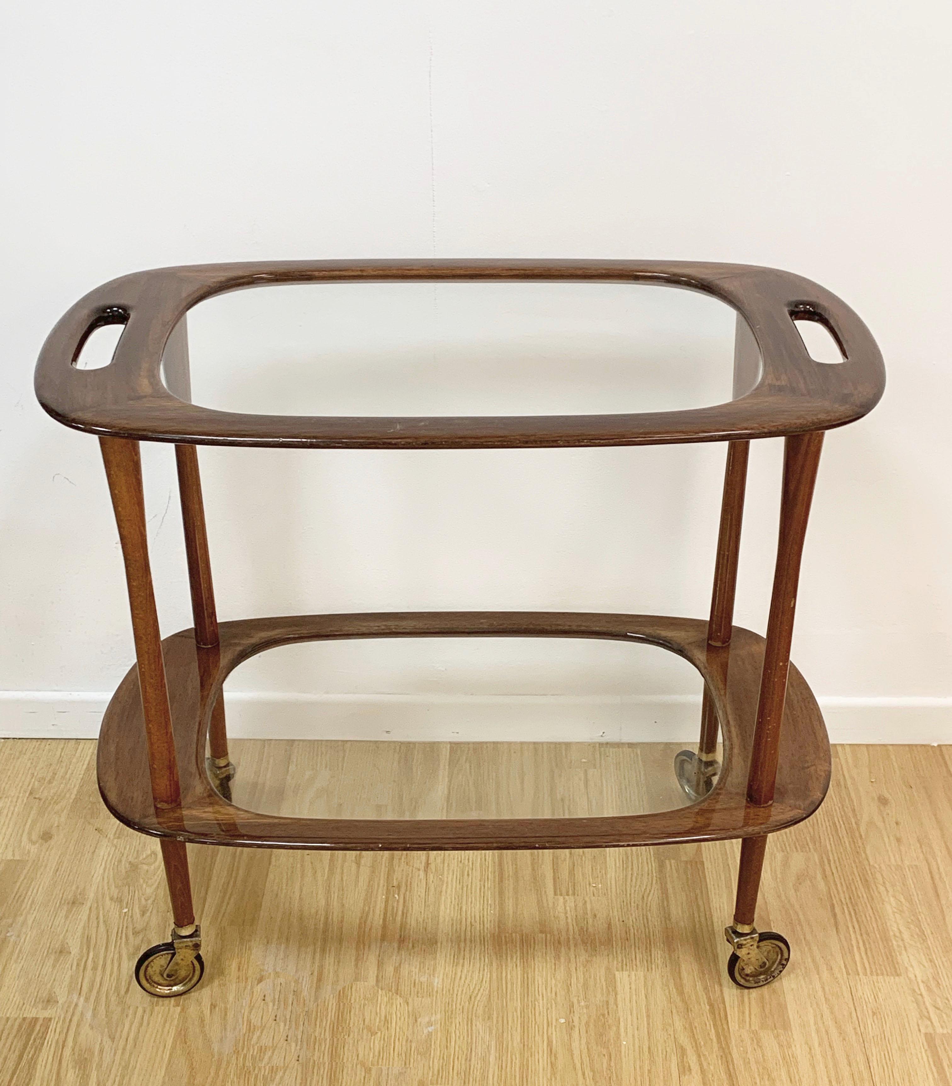 Italian Bar Cart Mahogany by Cesare Lacca for Cassina Service Cart Italy, 1950s 8