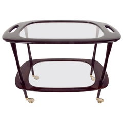 Italian Bar Cart Mahogany by Cesare Lacca for Cassina. Service cart Italy, 1950s