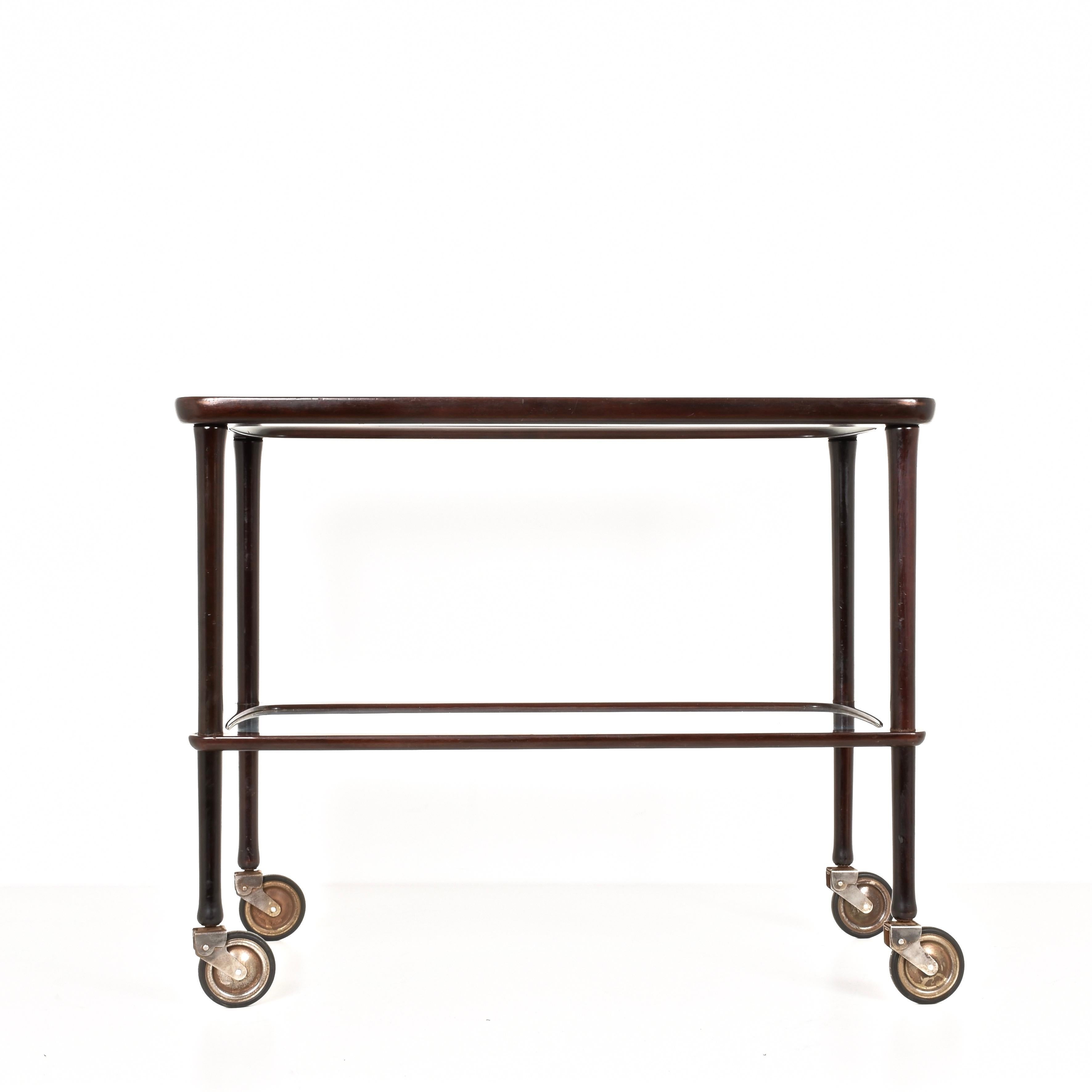 Mid-Century Modern Italian Bar Cart wood Ico Parisi for A. De Baggis signed Mod 56, Italy