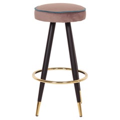 Italian BAR / COUNTER  STOOL ~ CAPPUCCINO ~ 50s 60s Style Iron / Brass / Velvet
