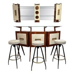 Italian Bar Counter With 3 Stools 1950's
