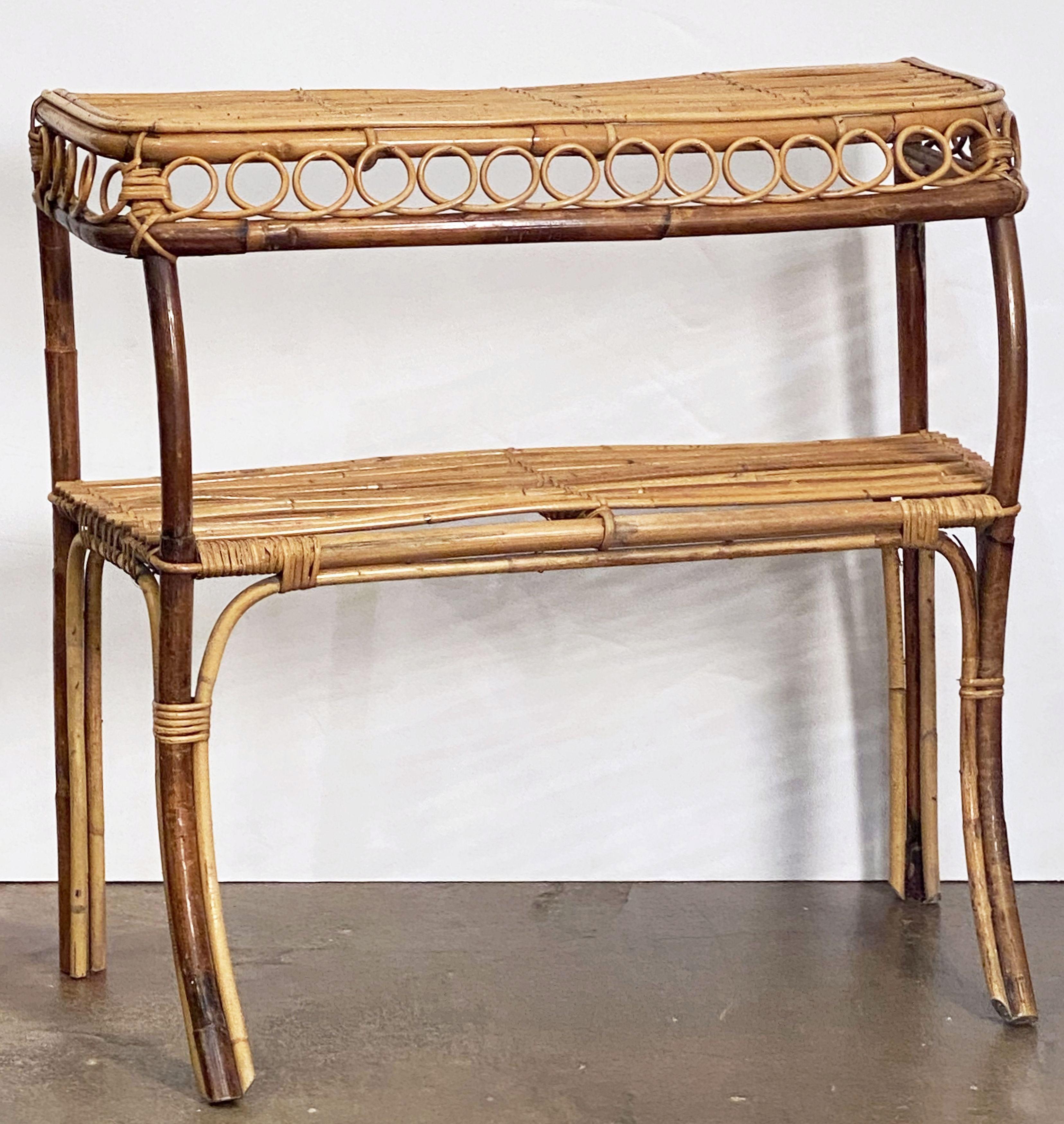 Mid-Century Modern Italian Bar or Console Table of Cane, Bamboo, and Rattan For Sale