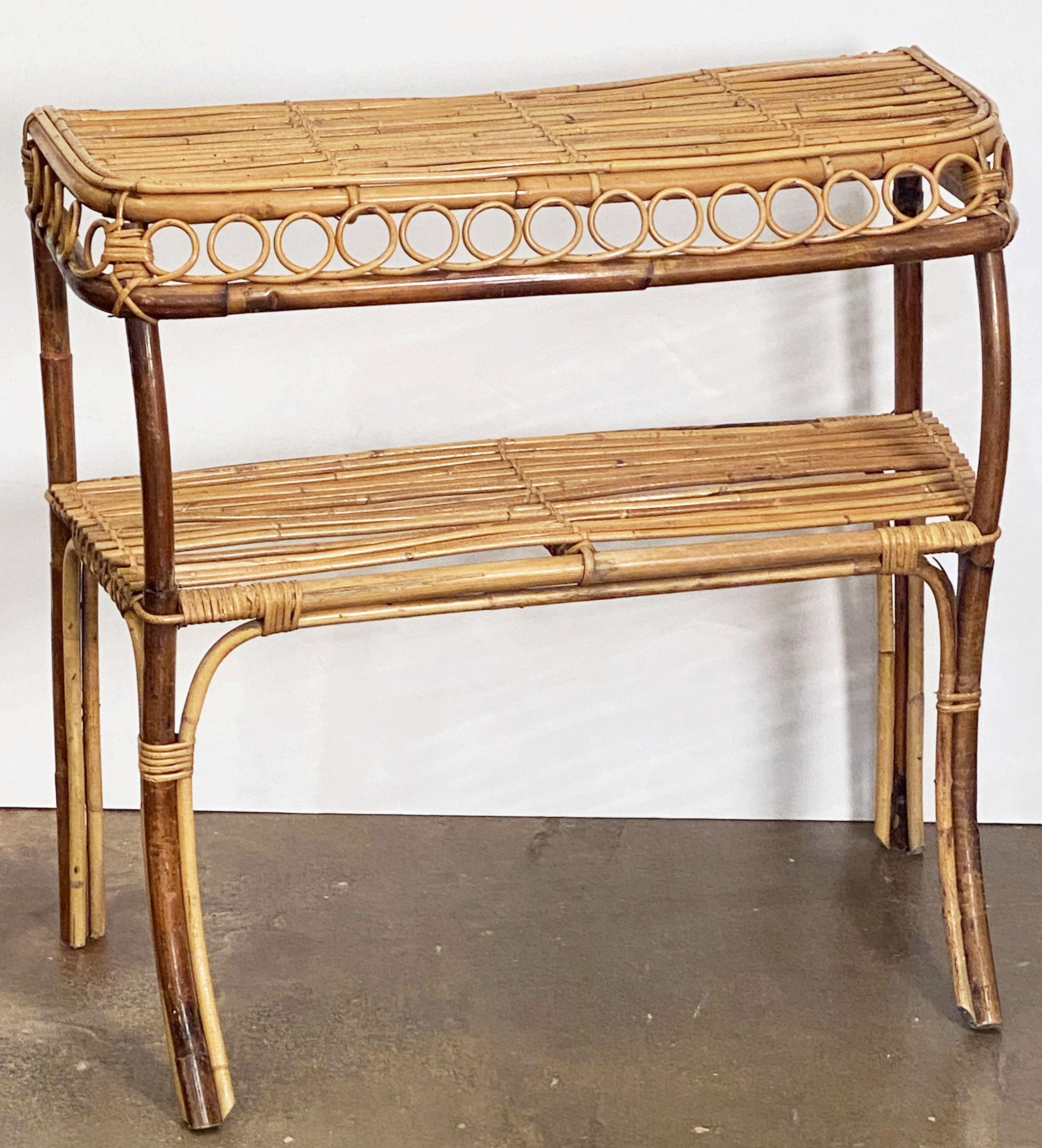 Woven Italian Bar or Console Table of Cane, Bamboo, and Rattan For Sale