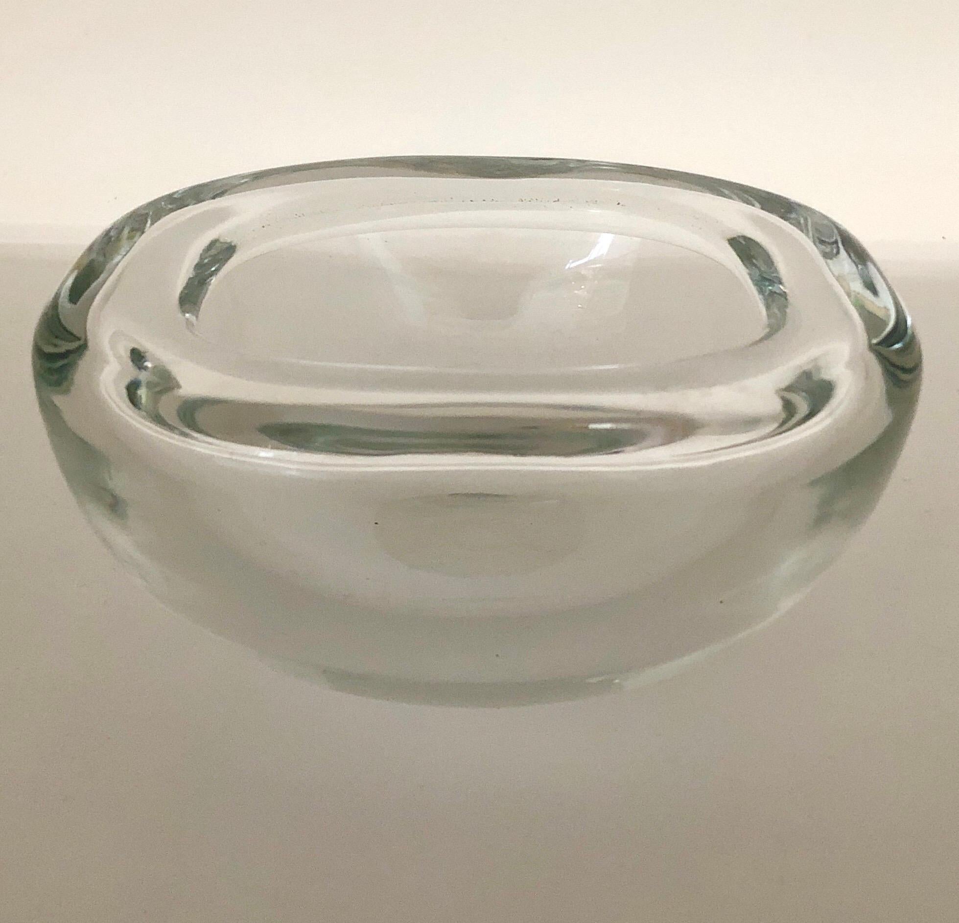 Barbini Murano Clear Blown Round Glass Candy Bowl with Square Lip Opening 1