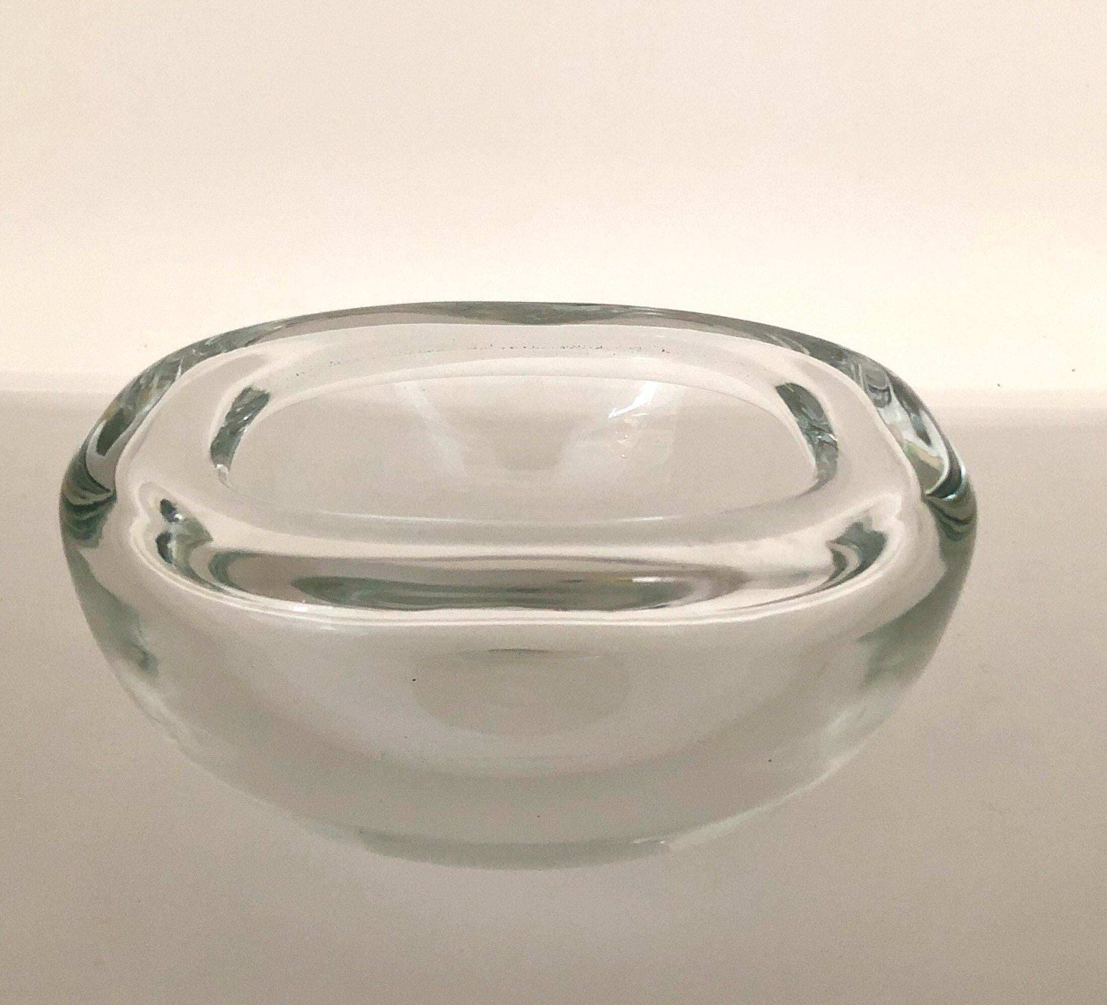 Barbini Murano Clear Blown Round Glass Candy Bowl with Square Lip Opening 2