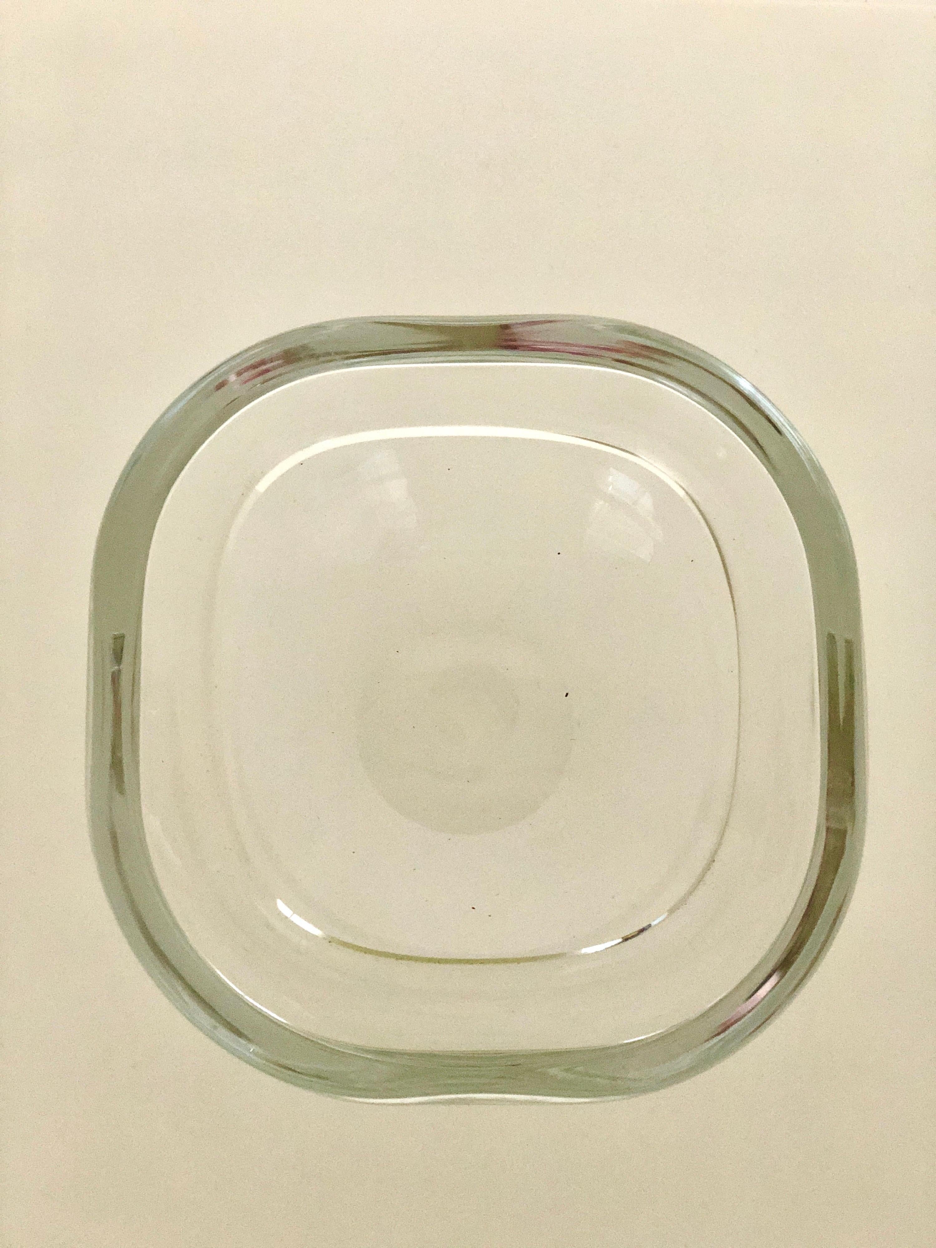 Barbini Murano Clear Blown Round Glass Candy Bowl with Square Lip Opening 4