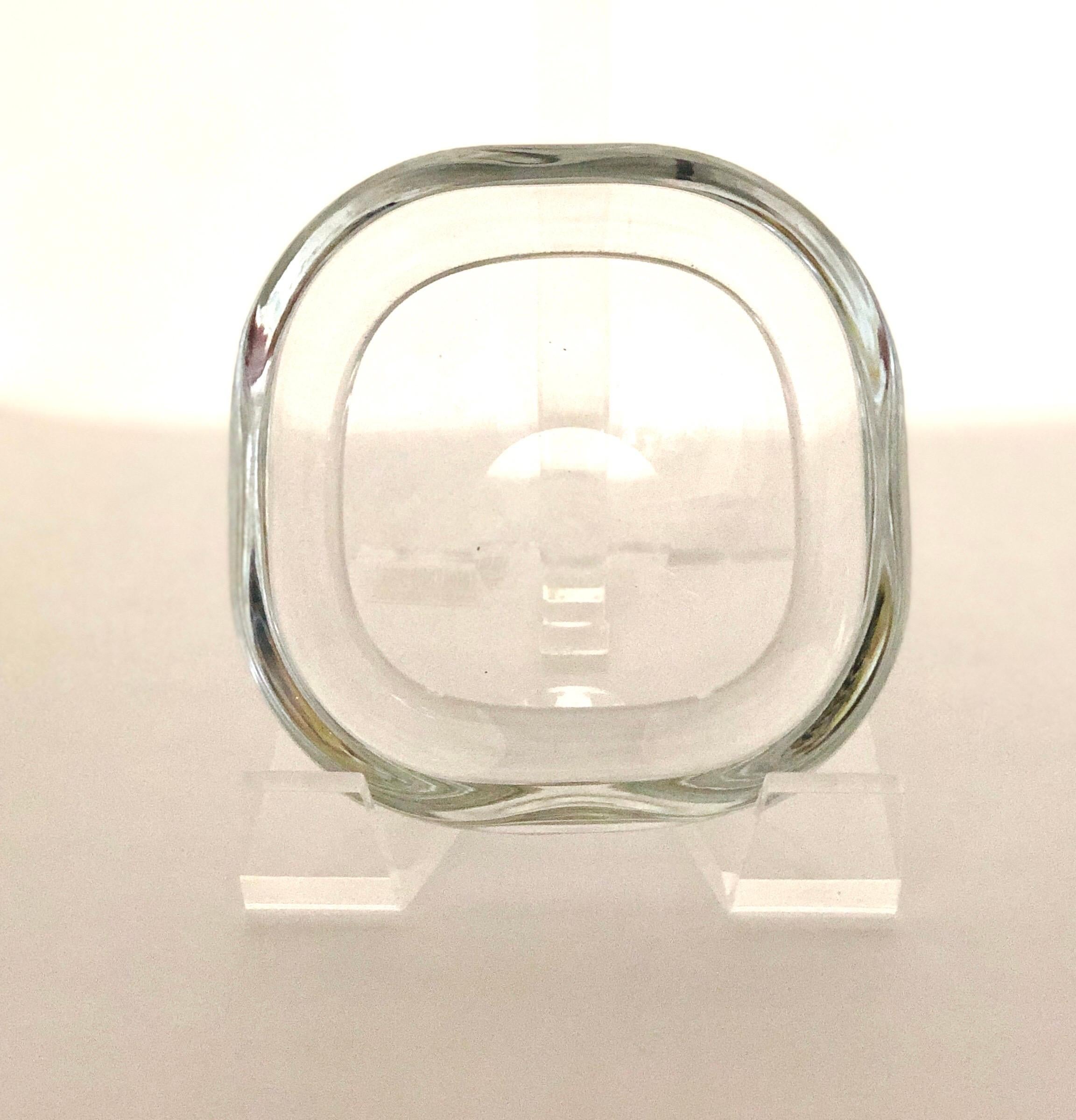 Barbini Murano Clear Blown Round Glass Candy Bowl with Square Lip Opening 6