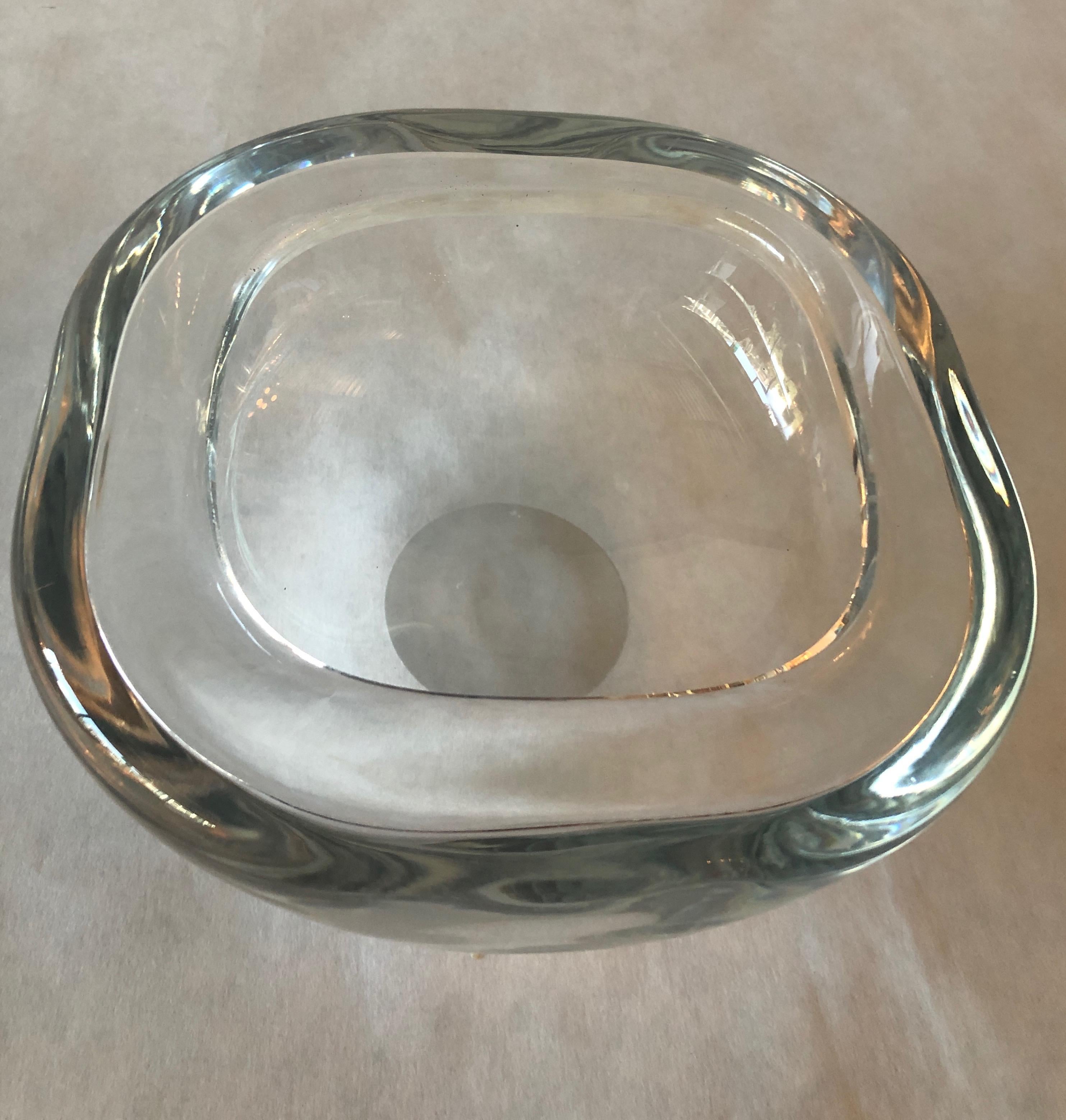 Barbini Murano Clear Blown Round Glass Candy Bowl with Square Lip Opening 5