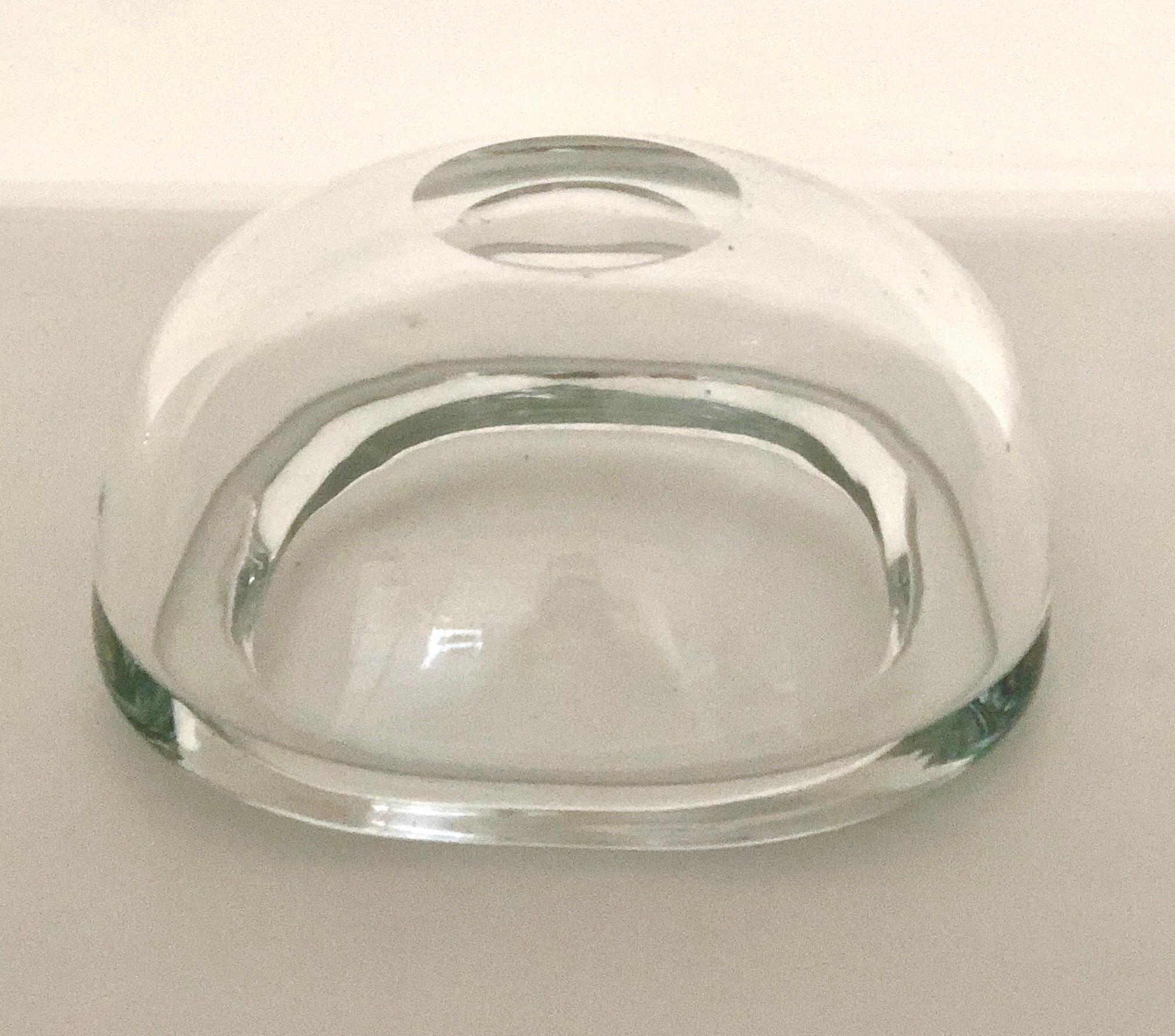 Barbini Murano Clear Blown Round Glass Candy Bowl with Square Lip Opening 8