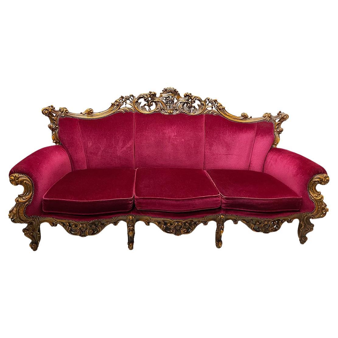 Italian baroque 3-seater sofa, 1970s  For Sale