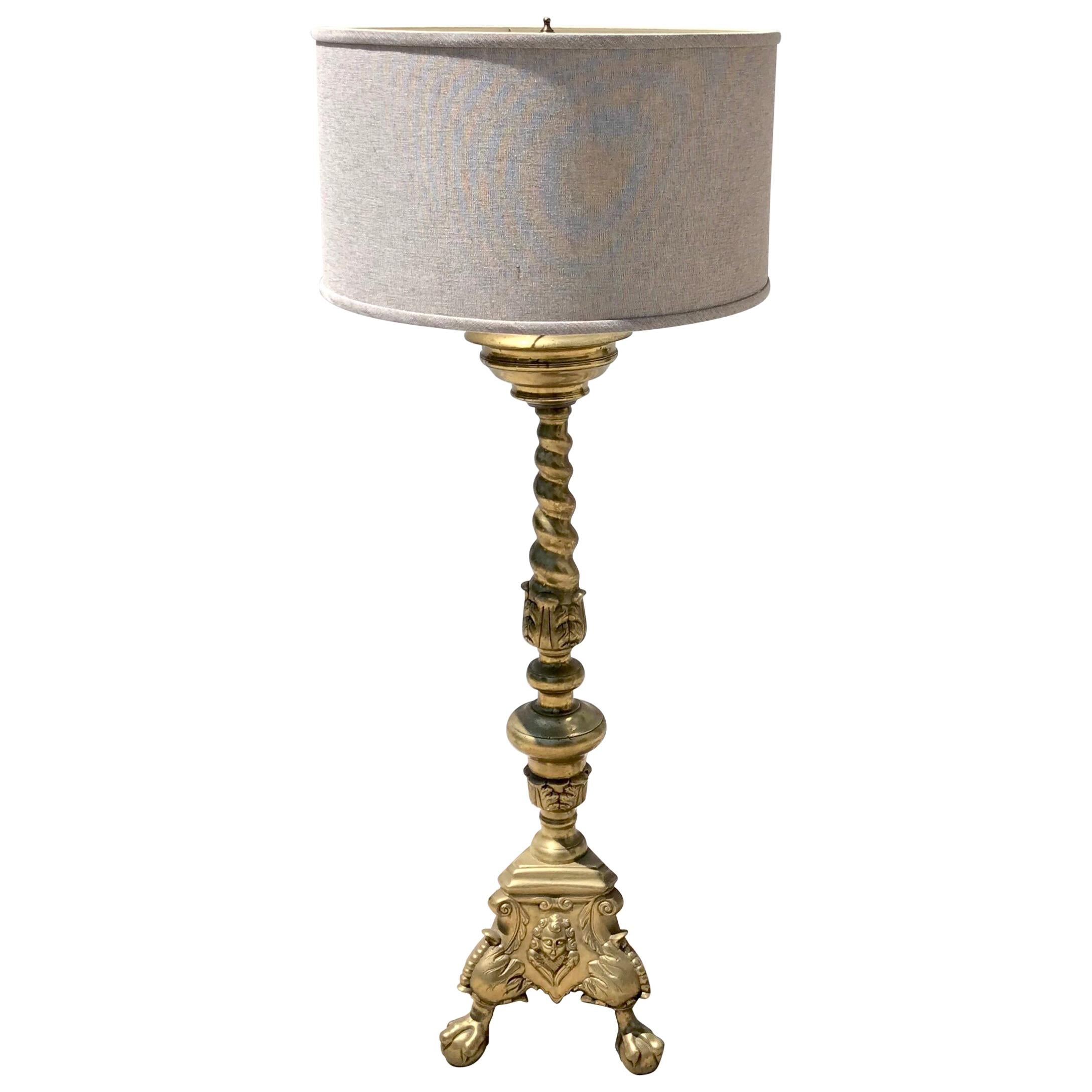 Italian Baroque Alter Stick Lamp of Large-Scale For Sale