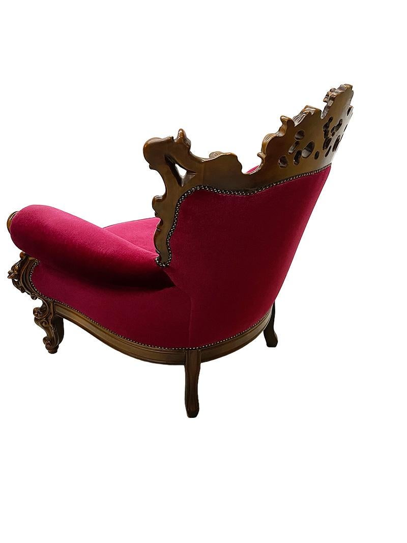 Fabric Italian baroque armchairs, 1970s For Sale