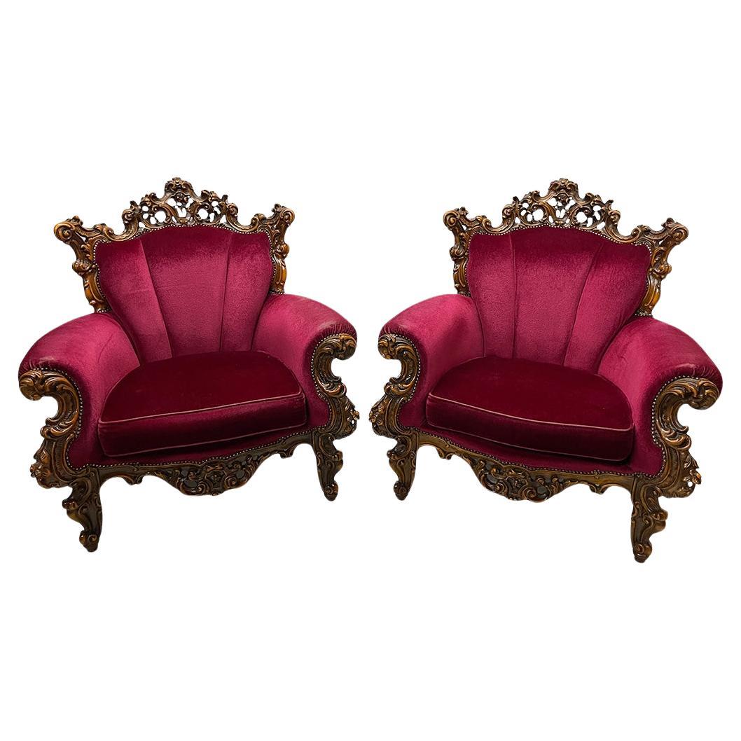 Italian baroque armchairs, 1970s For Sale
