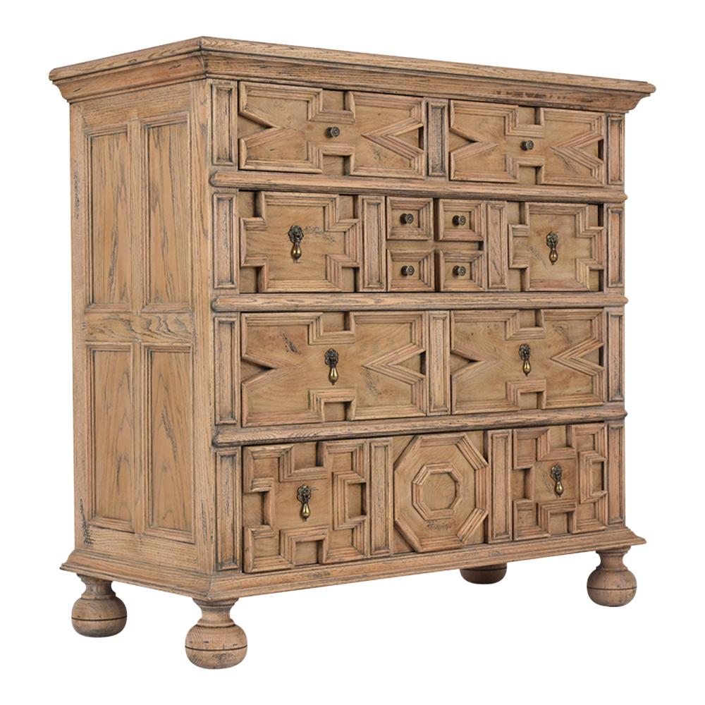 Hand-Crafted Italian Baroque Bleached Wood Finish Dresser