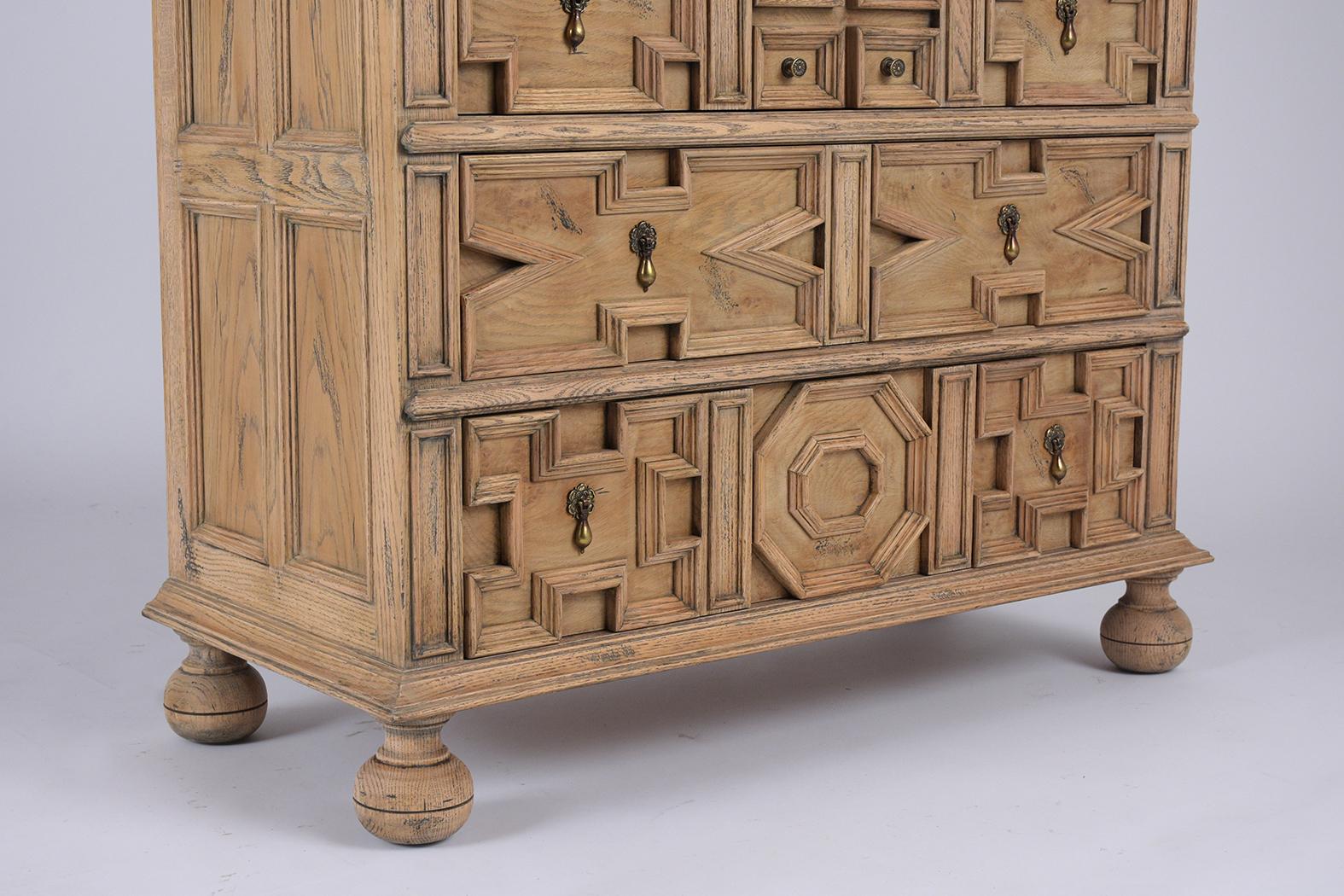 Brass Italian Baroque Bleached Wood Finish Dresser