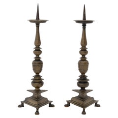 Italian Baroque Bronze Altar Candlesticks, c. 1600