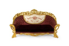 Settee baroque italienne touffetée bordeaux