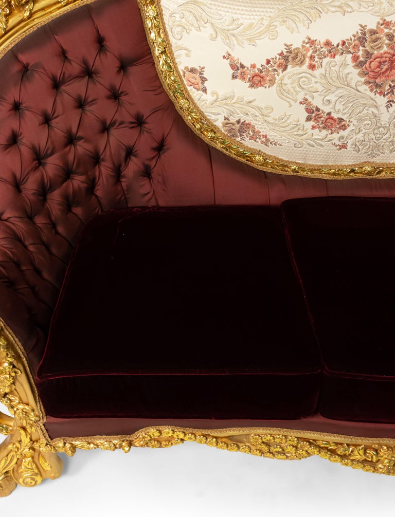 Italian Baroque Burgundy Tufted Settee For Sale at 1stDibs | baroque
