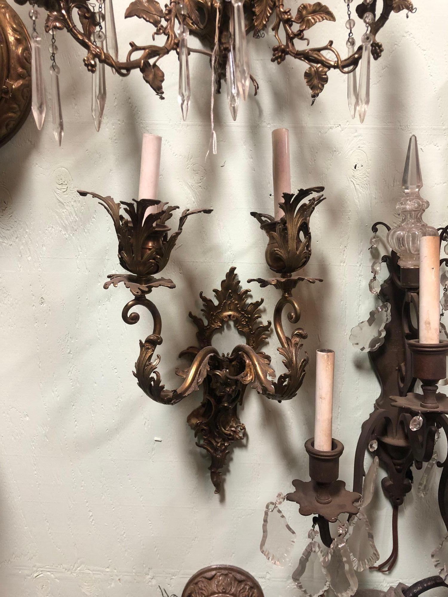Italian Baroque Candelabra Style Wall Sconce, Pair In Excellent Condition For Sale In Van Nuys, CA