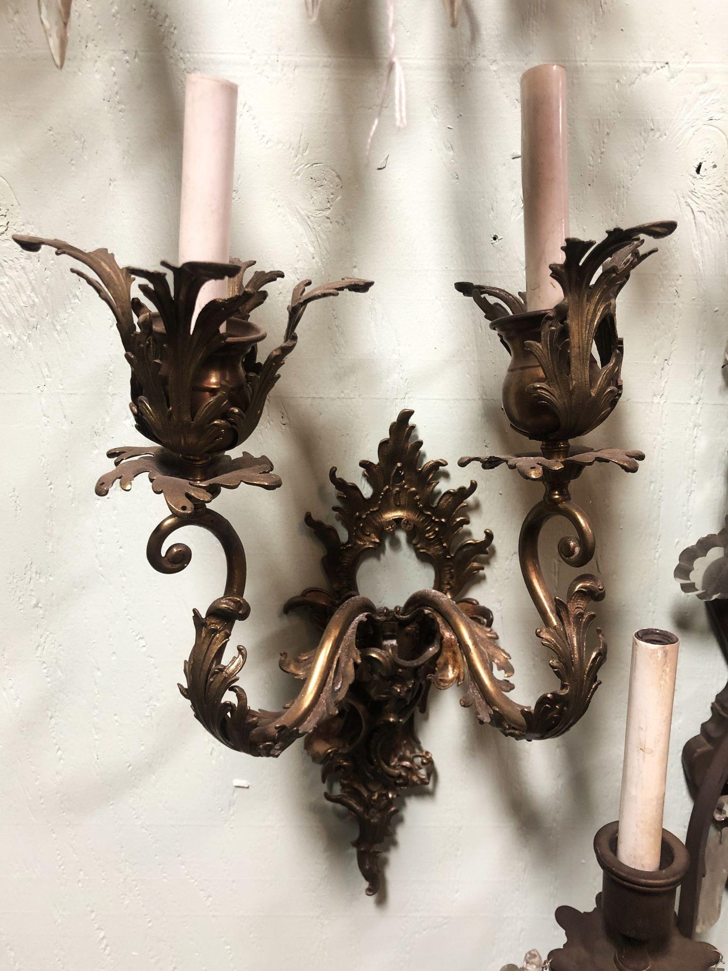 Mid-20th Century Italian Baroque Candelabra Style Wall Sconce, Pair For Sale