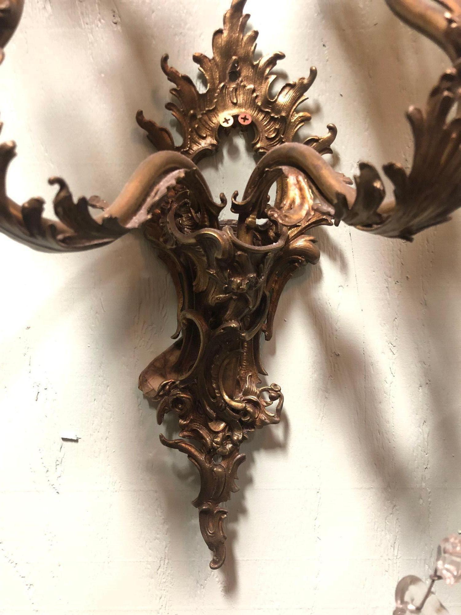 Italian Baroque Candelabra Style Wall Sconce, Pair For Sale 2