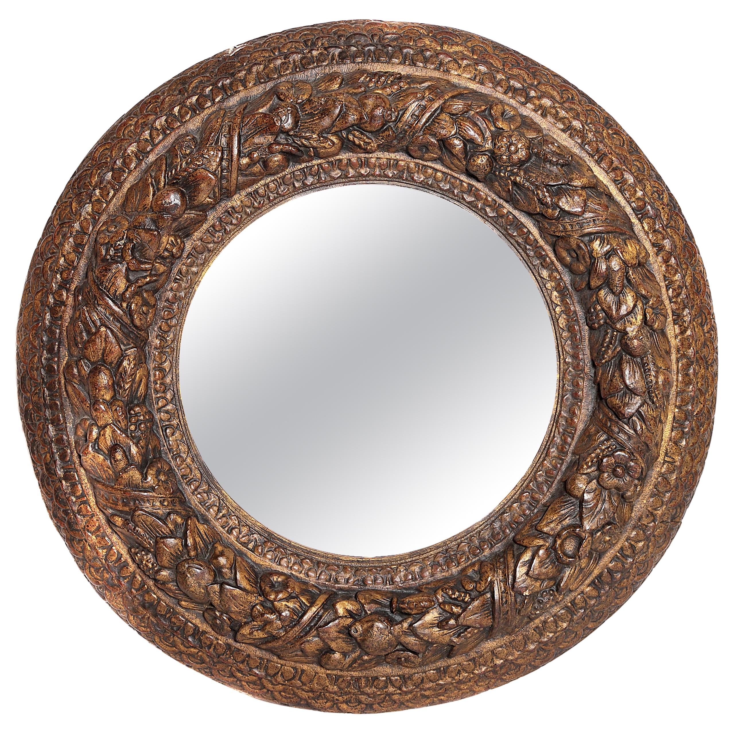 Italian Baroque Carved and Gilded Round Picture / Mirror Frame