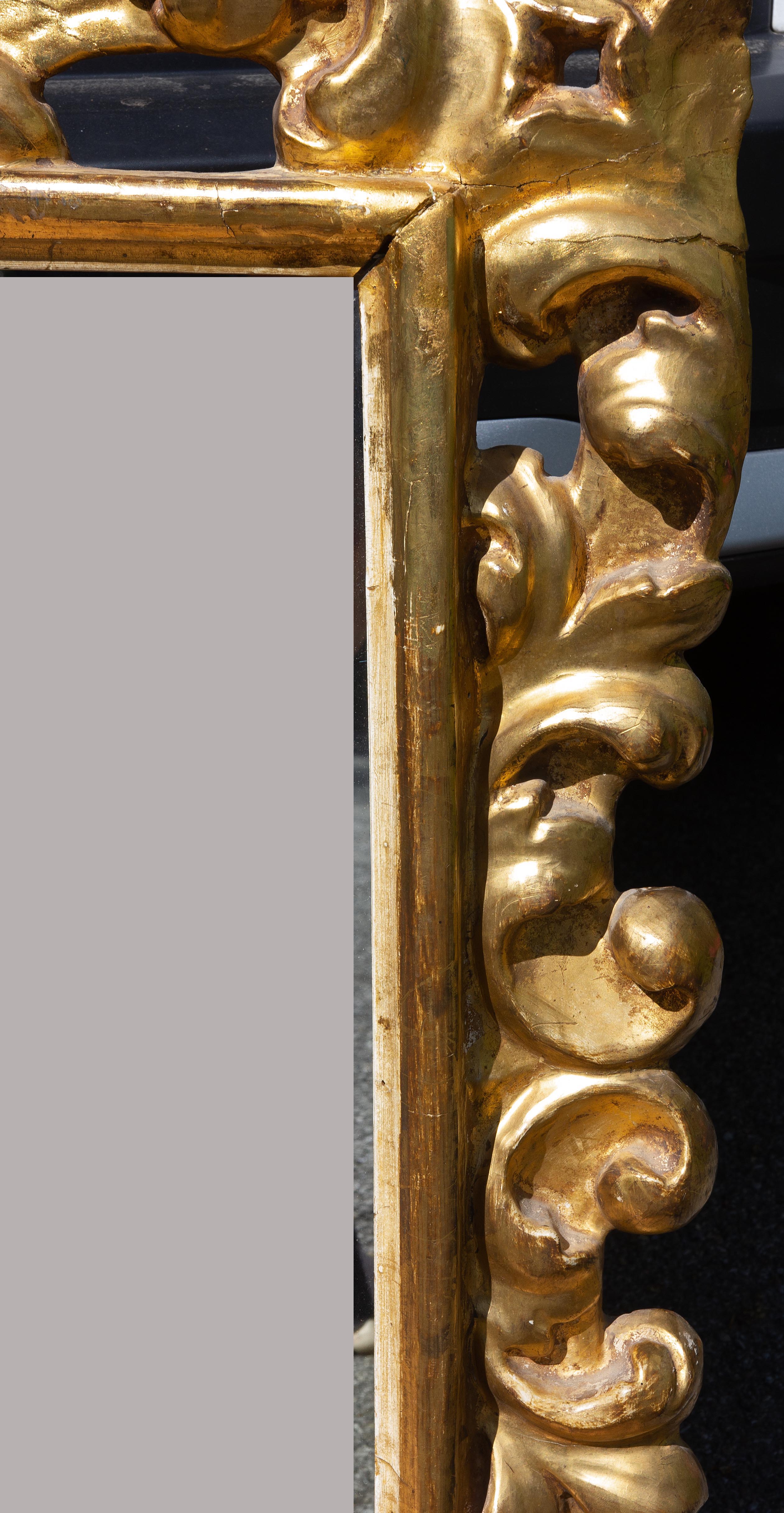 18th Century and Earlier Italian Baroque Carved and Gilt Mirror 18th Century For Sale