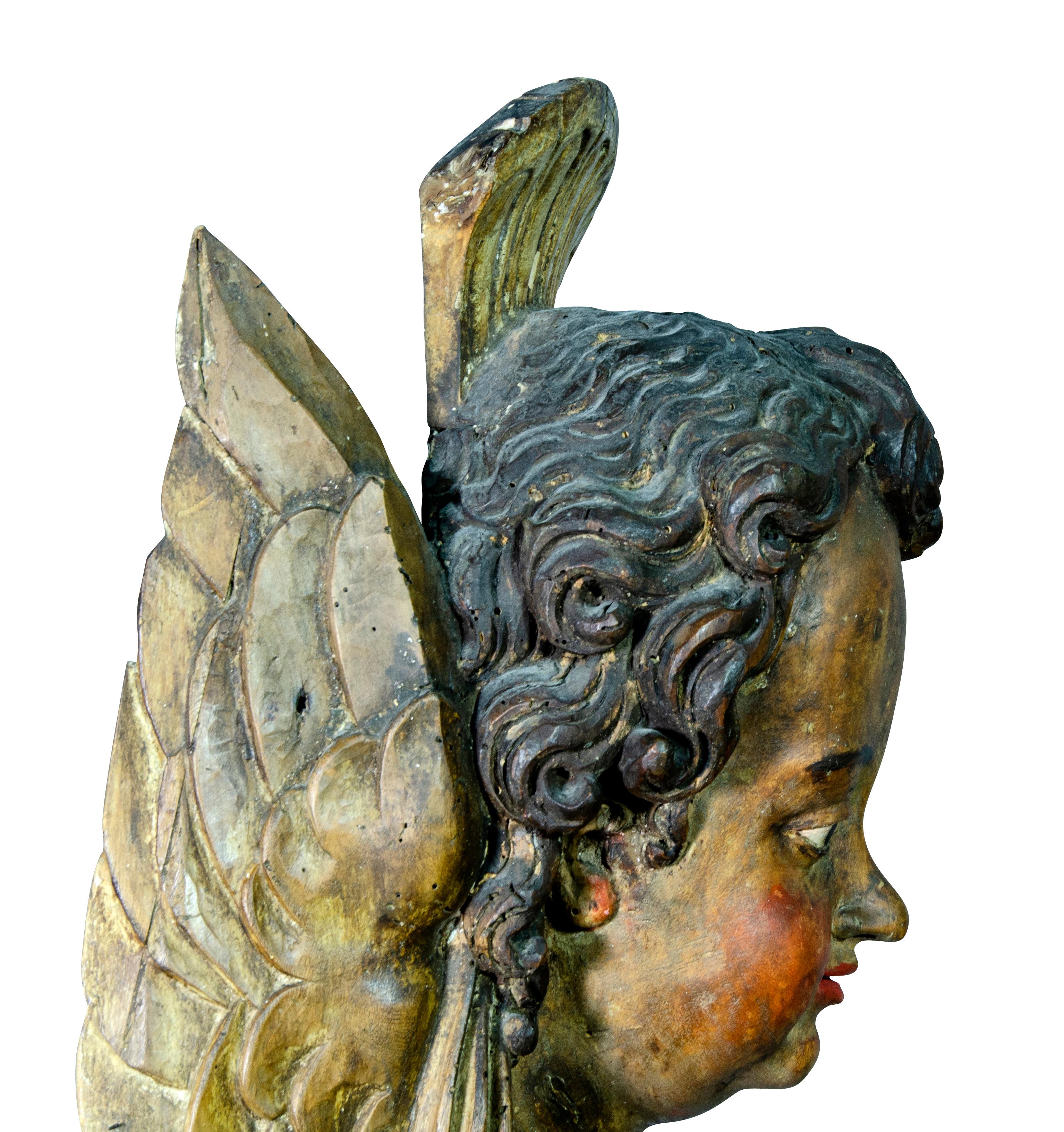 Italian Baroque Carved and Painted Cherub 4