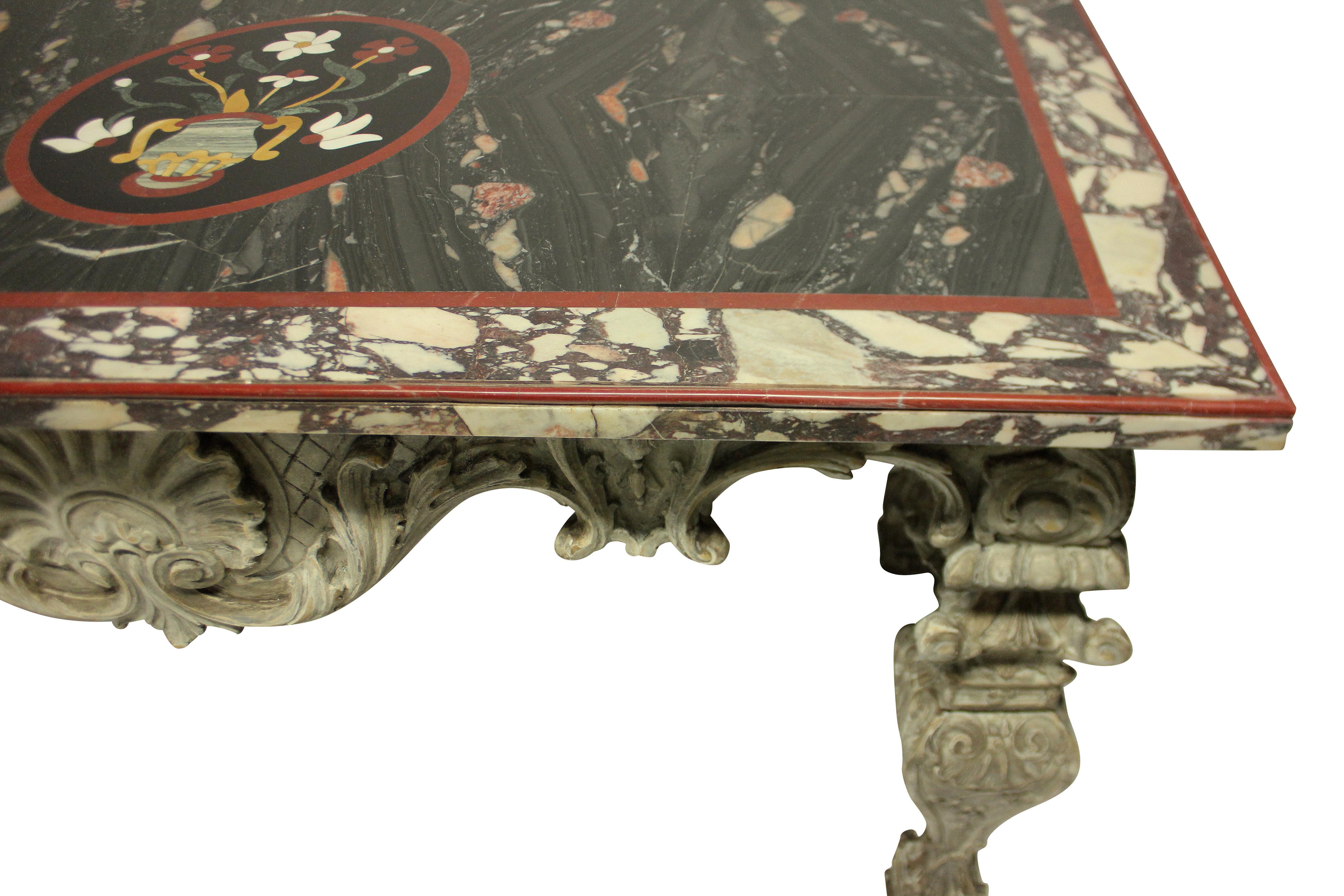 Italian Baroque Carved and Painted Pietra Dura Centre Table 5