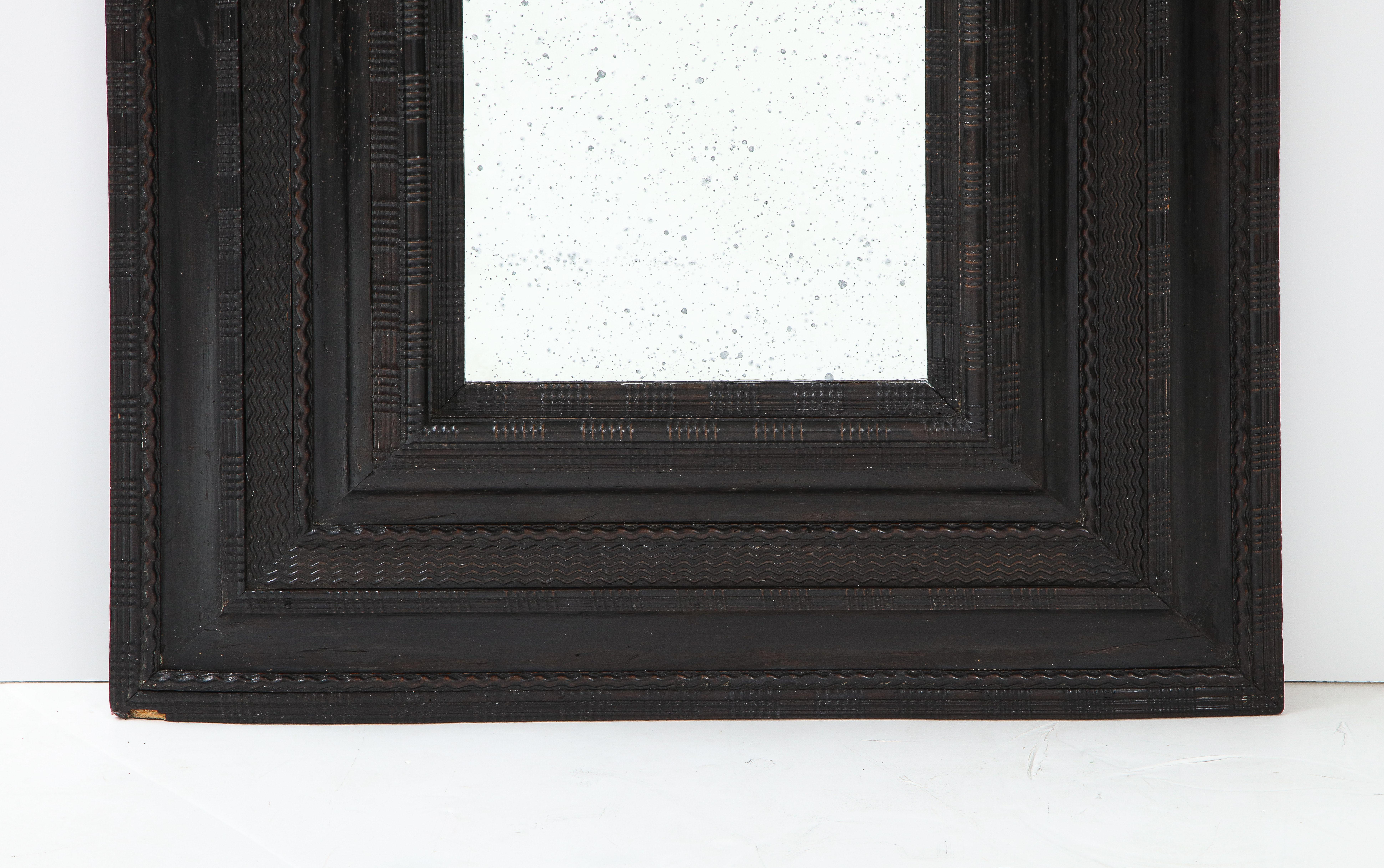 Italian Baroque Carved Ebonized Frame/Mirror In Good Condition In New York, NY