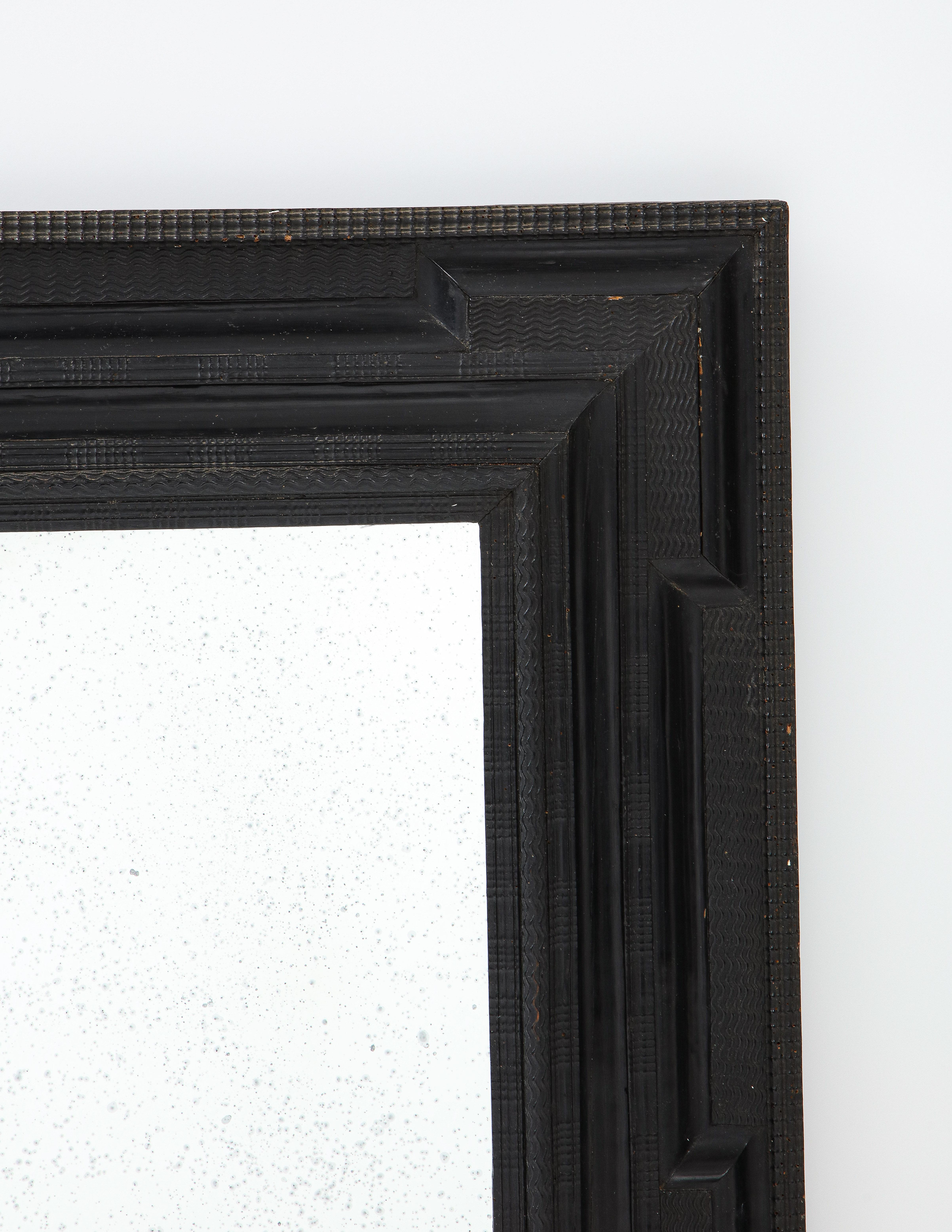 Italian Baroque Carved Ebonized Frame/Mirror In Good Condition For Sale In New York, NY