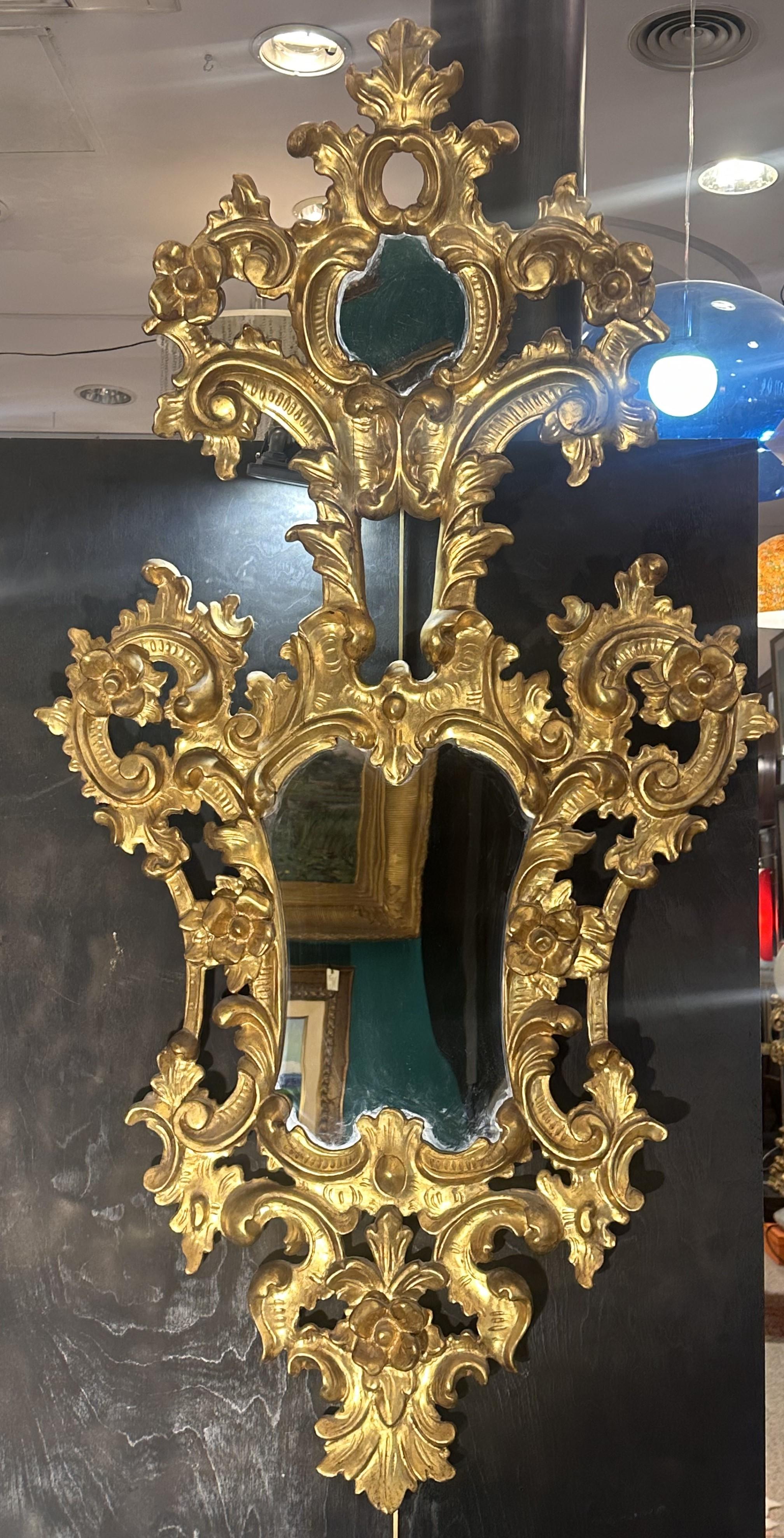 Italian Baroque Carved Gilded-wood Large Mirror or Cornucopia  5