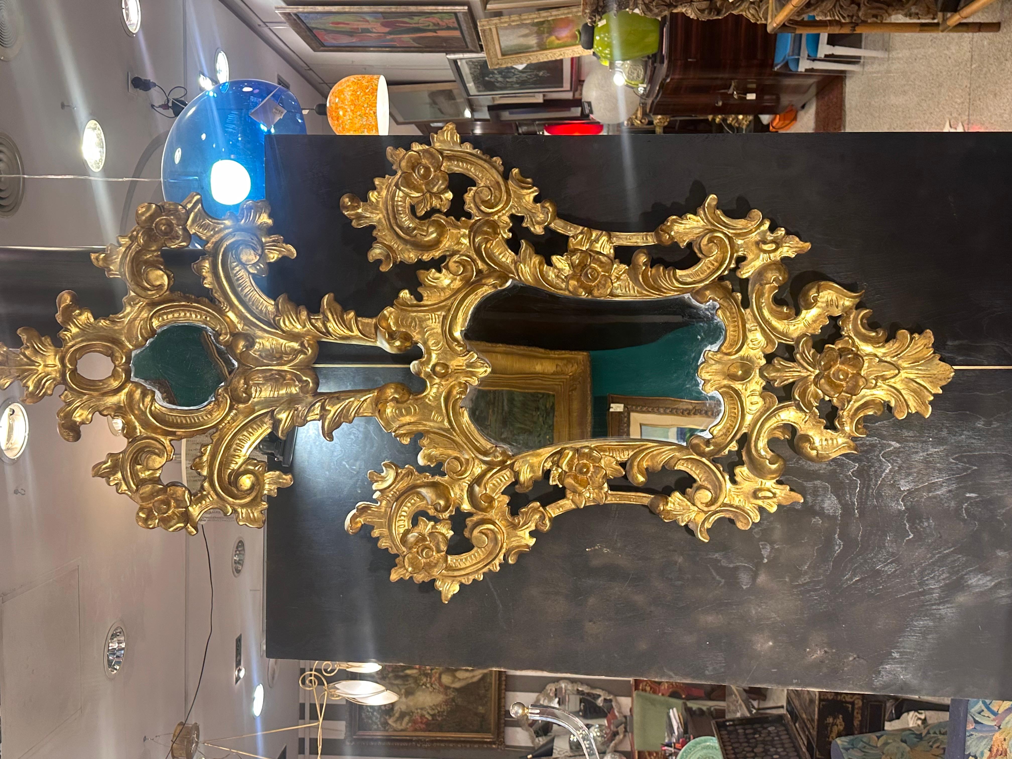 Italian Baroque Carved Gilded-wood Large Mirror or Cornucopia  14