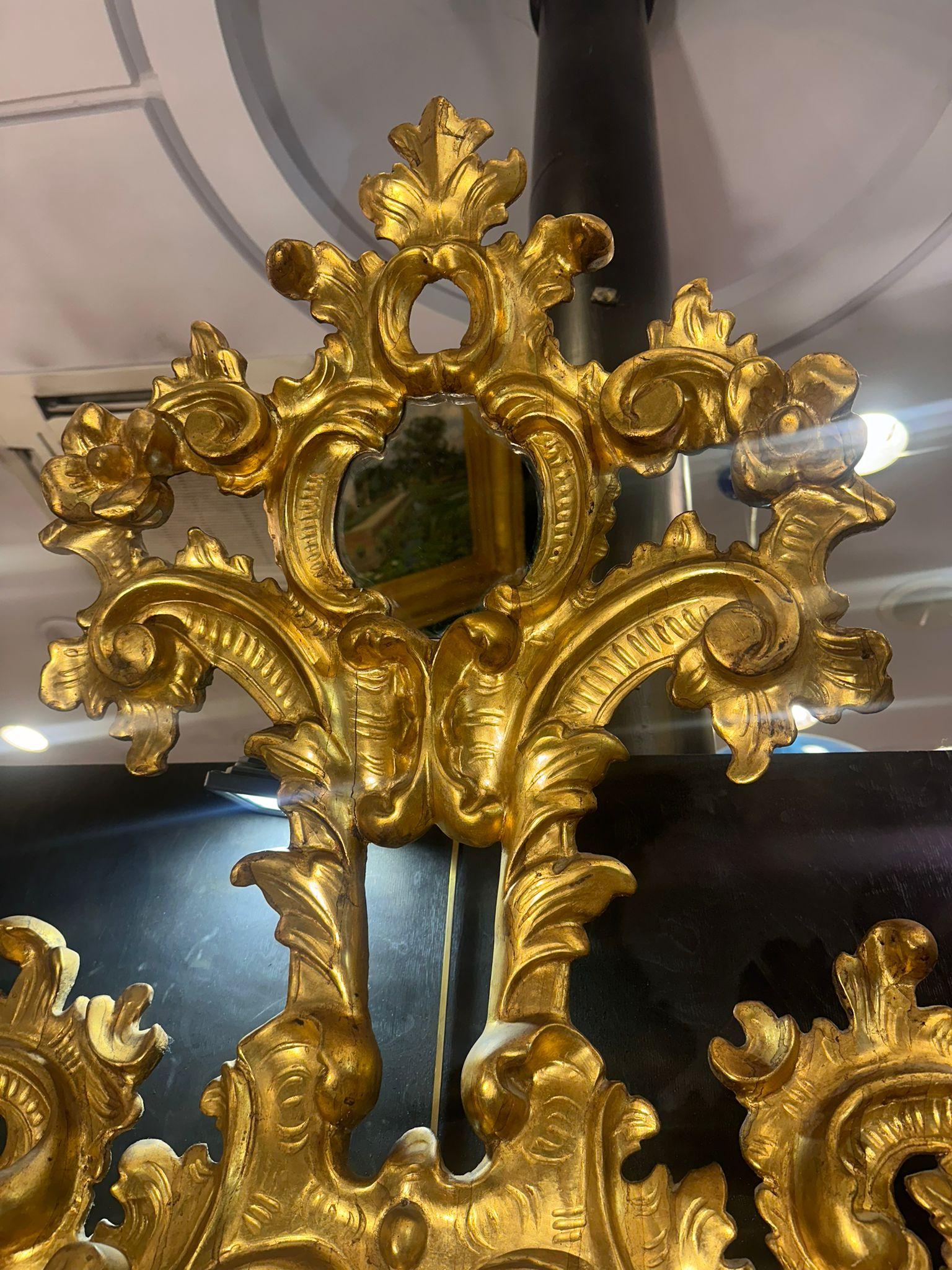Italian Baroque Carved Gilded-wood Large Mirror or Cornucopia  2